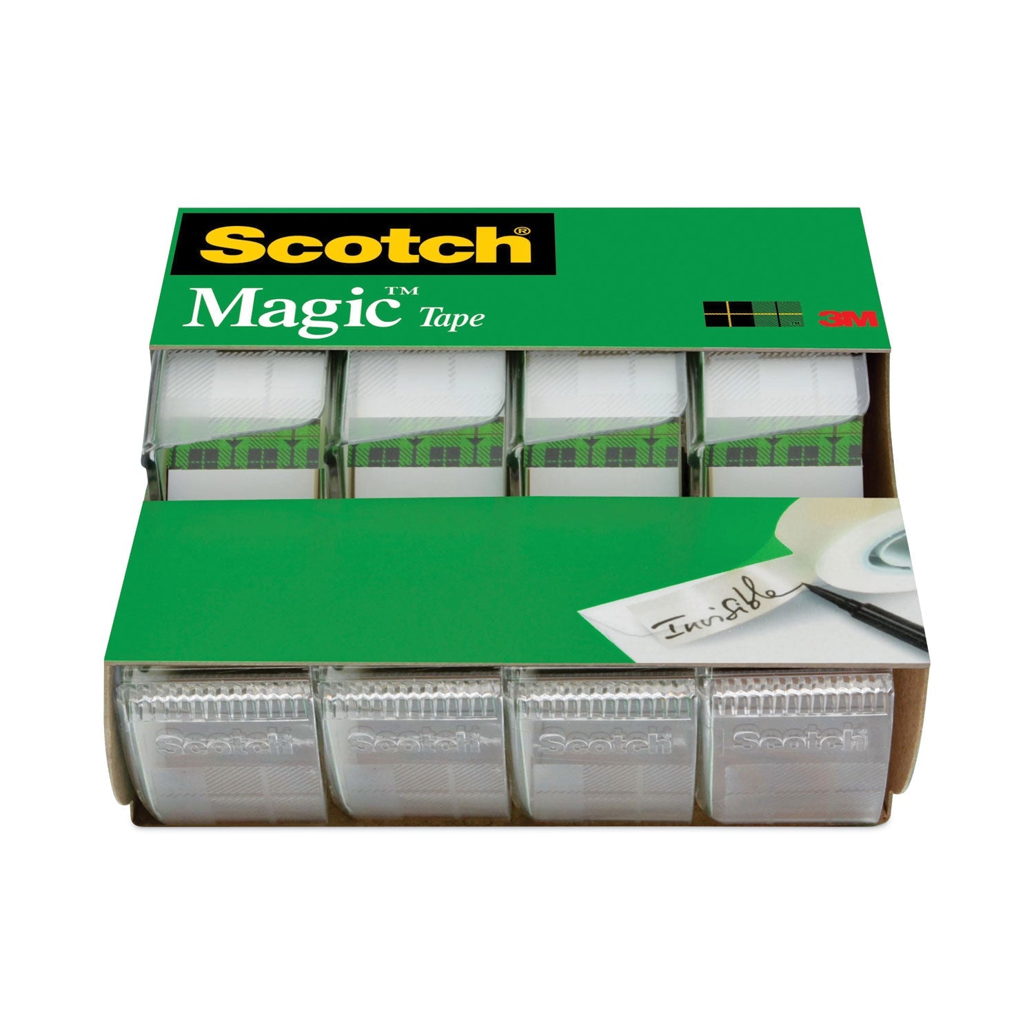 Scotch® Magic Tape In Handheld Dispenser, 1" Core, 0.75" X 25 Ft, Clear, 4/pack