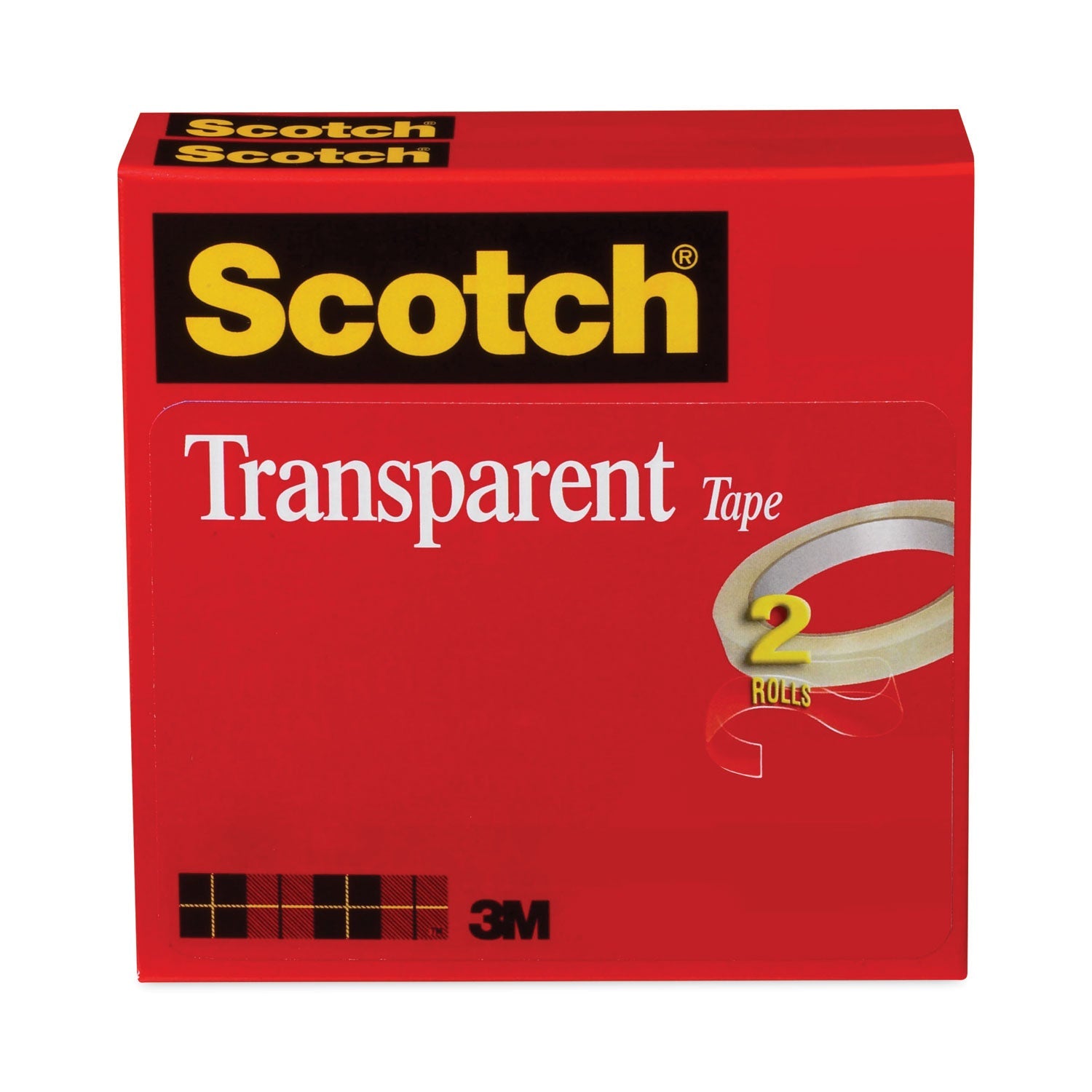 Scotch® Transparent Tape, 3" Core, 0.5" X 72 Yds, Transparent, 2/pack