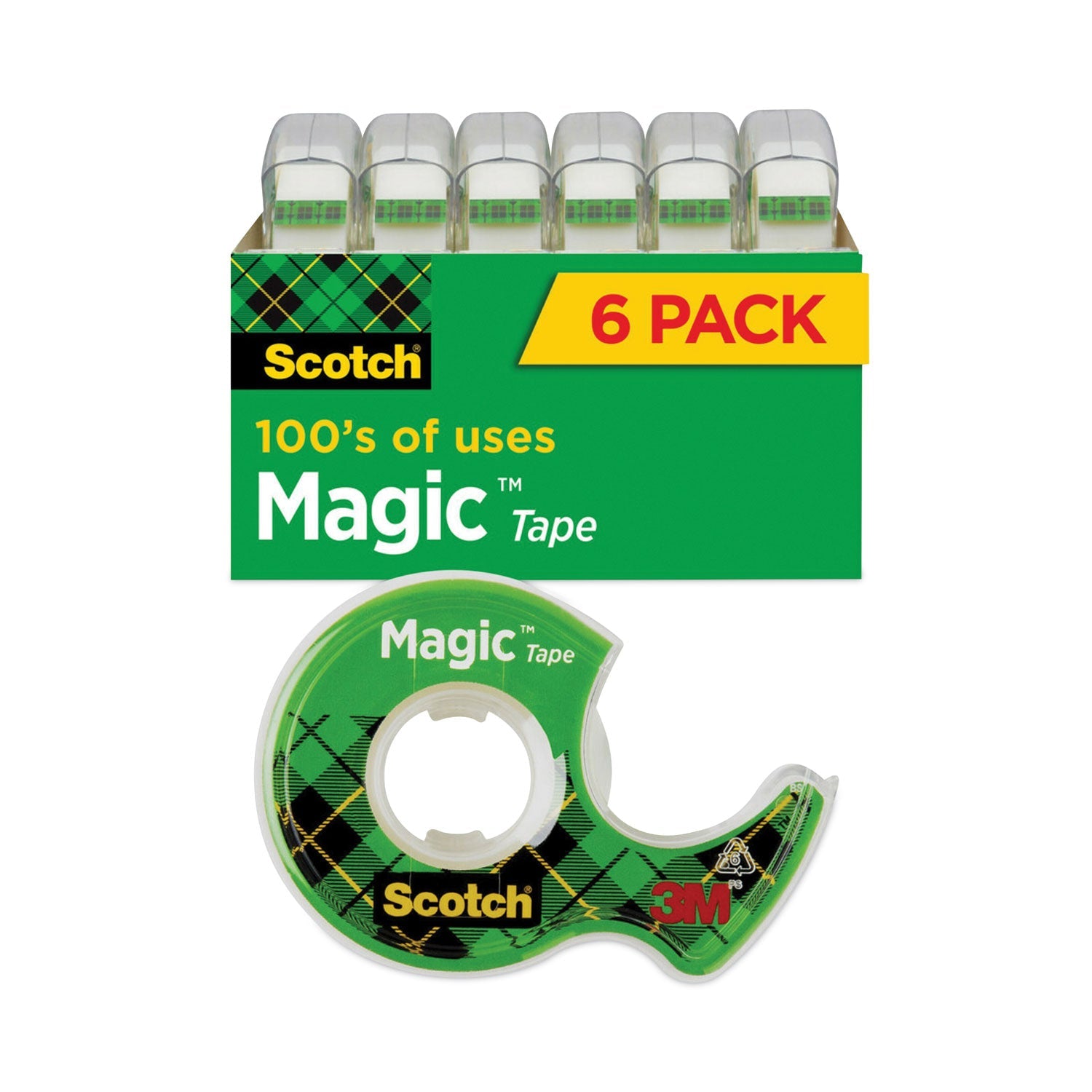 Scotch® Magic Tape In Handheld Dispenser, 1" Core, 0.75" X 54.17 Ft, Clear, 6/pack