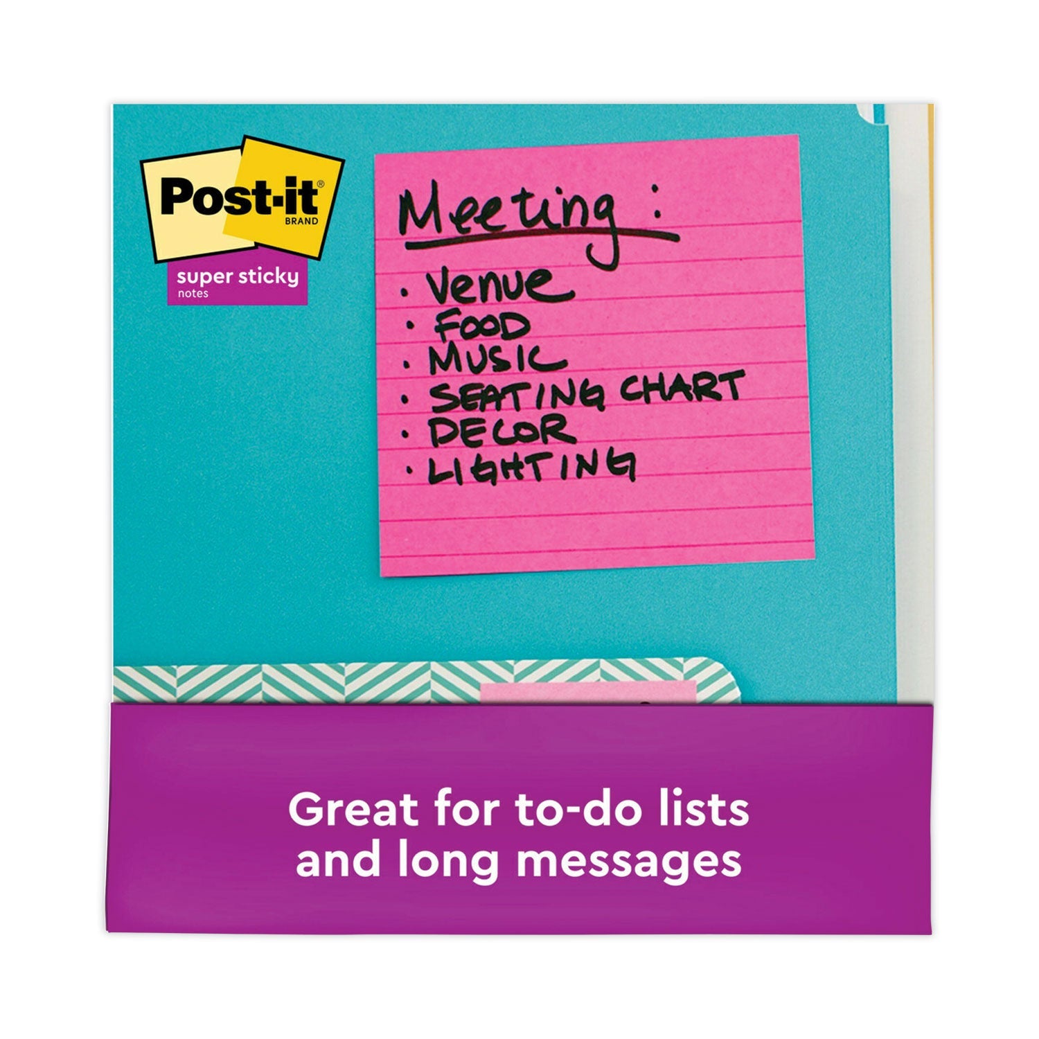 Post-it® Notes Super Sticky Pads in Energy Boost Collection Colors, Note Ruled, 4" x 4", 90 Sheets/Pad, 6 Pads/Pack