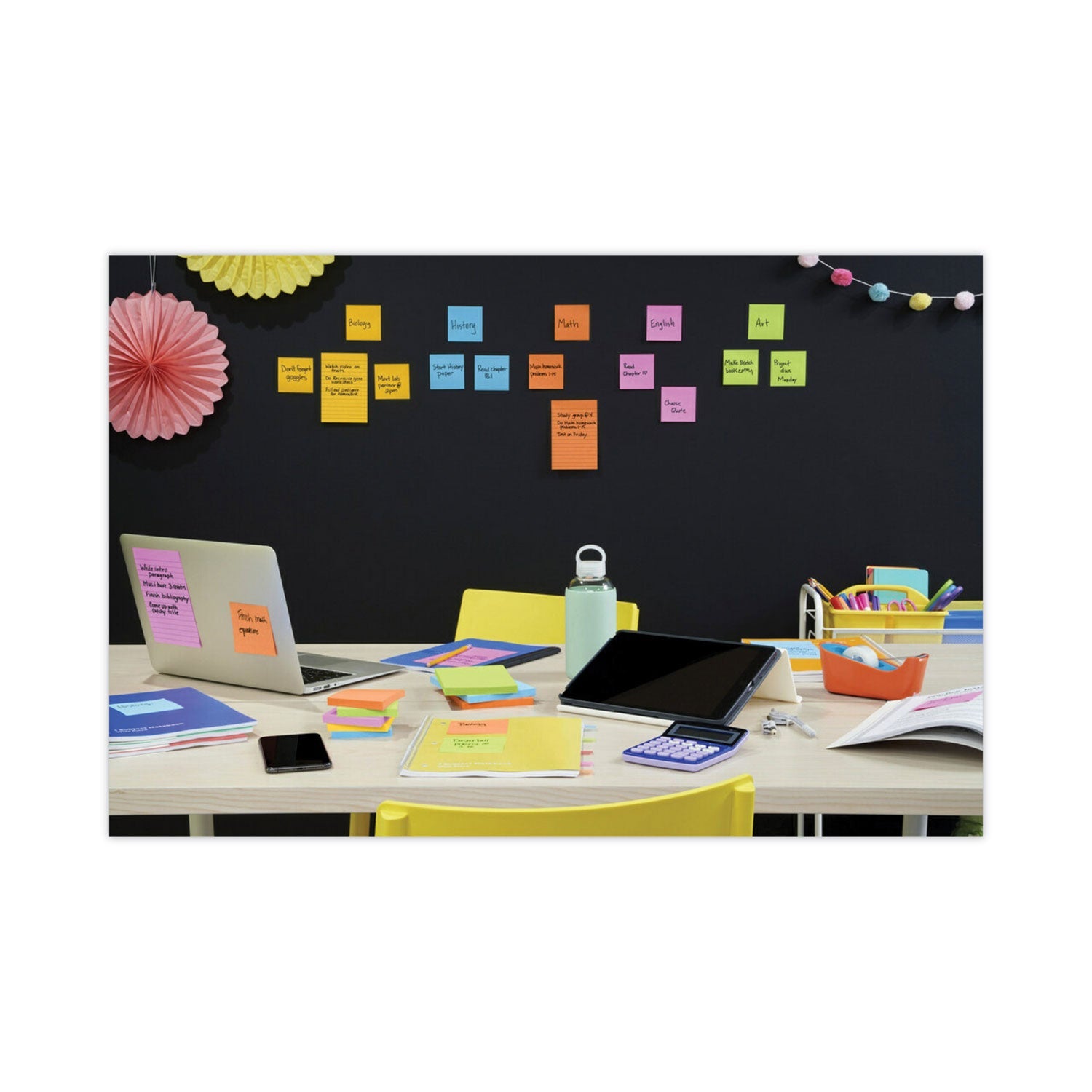 Post-it® Notes Super Sticky Pads in Energy Boost Collection Colors, Note Ruled, 4" x 4", 90 Sheets/Pad, 6 Pads/Pack