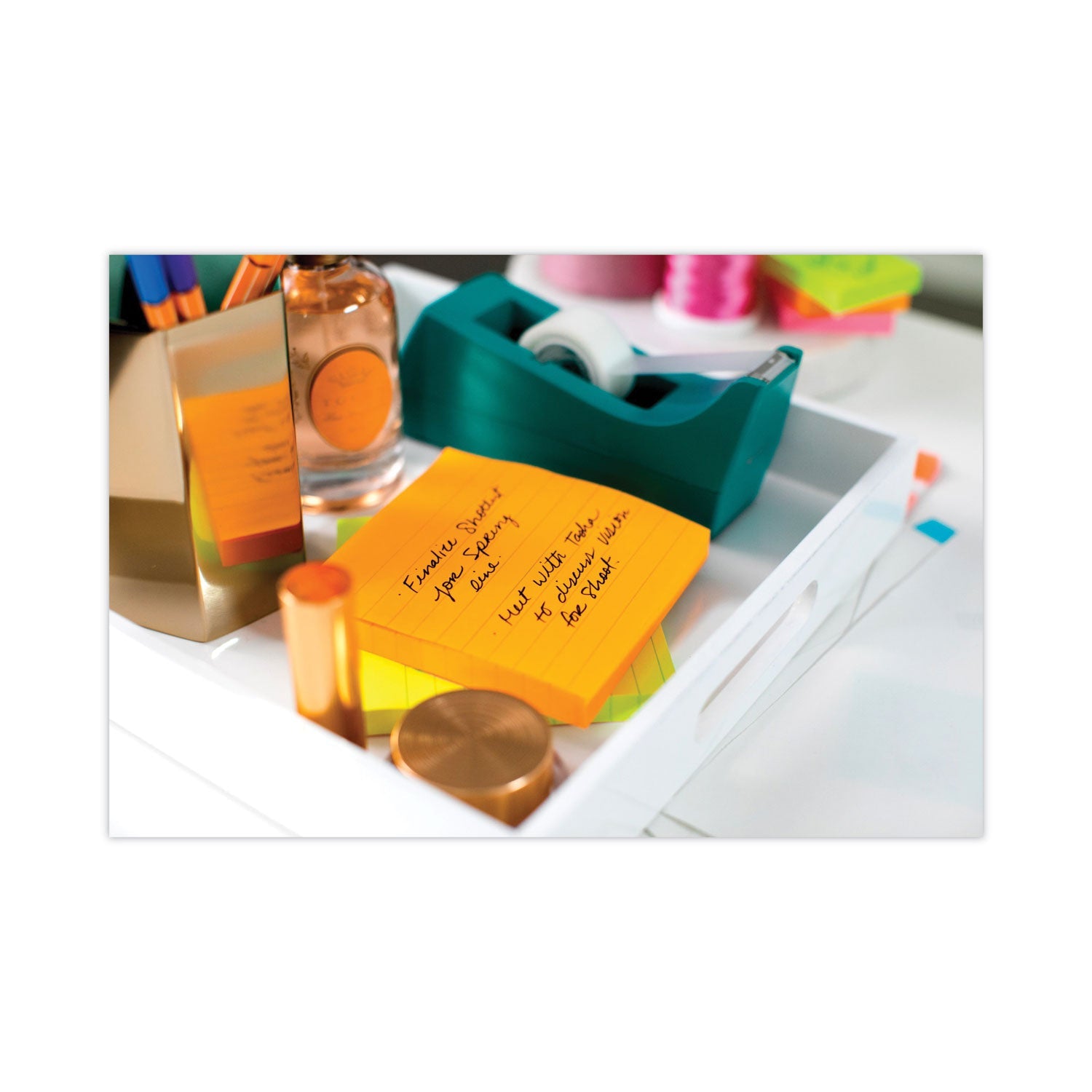 Post-it® Notes Super Sticky Pads in Energy Boost Collection Colors, Note Ruled, 4" x 4", 90 Sheets/Pad, 6 Pads/Pack