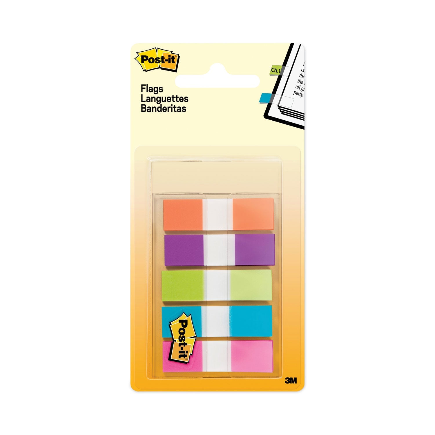 Post-it® Flags Page Flags In Portable Dispenser, Assorted Brights, 5 Dispensers, 20 Flags/color