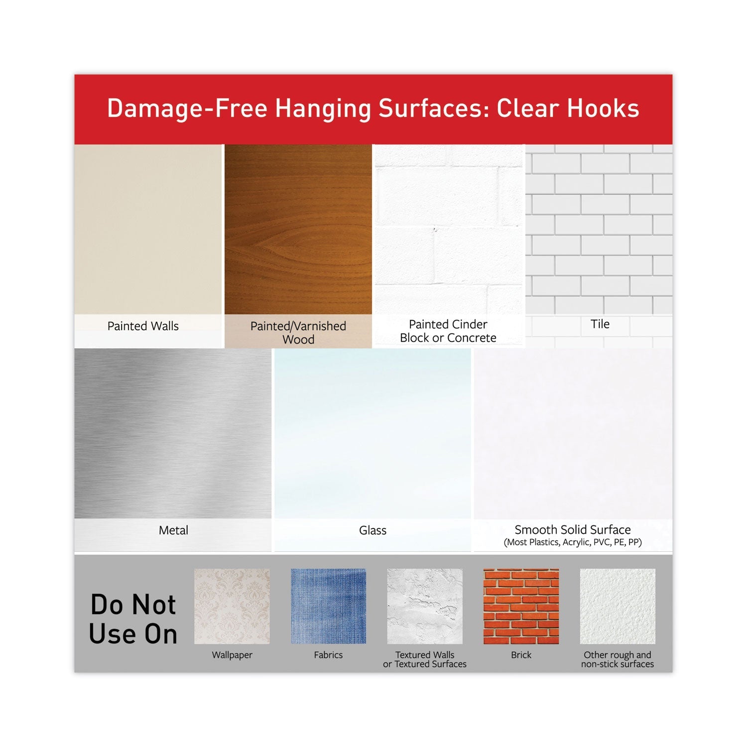 Command™ Clear Hooks and Strips, Small, Plastic/Metal, 0.5 lb, 9 Hooks and 12 Strips/Pack