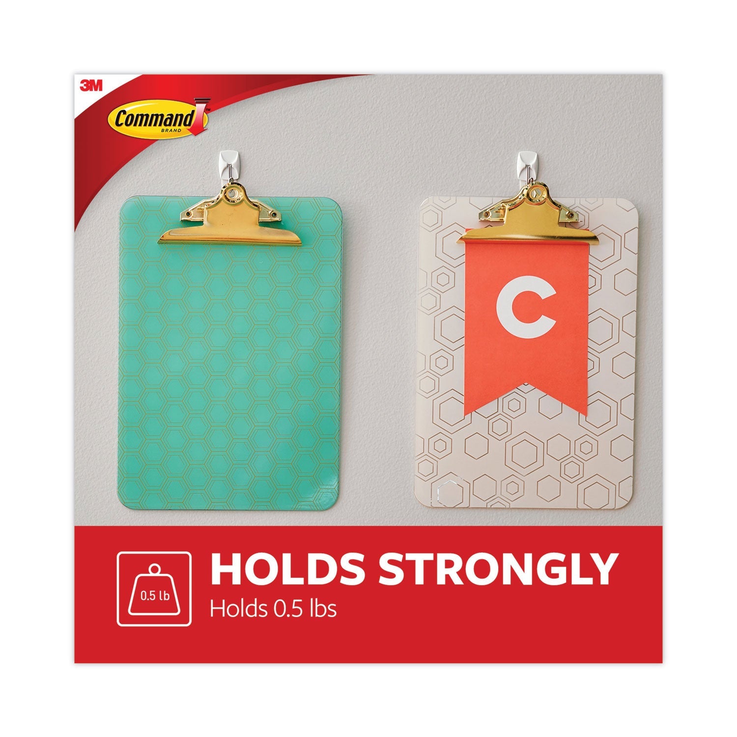 Command™ General Purpose Hooks, Small, Metal, White/Silver, 0.5 lb Capacity, 28 Hooks and 32 Strips/Pack