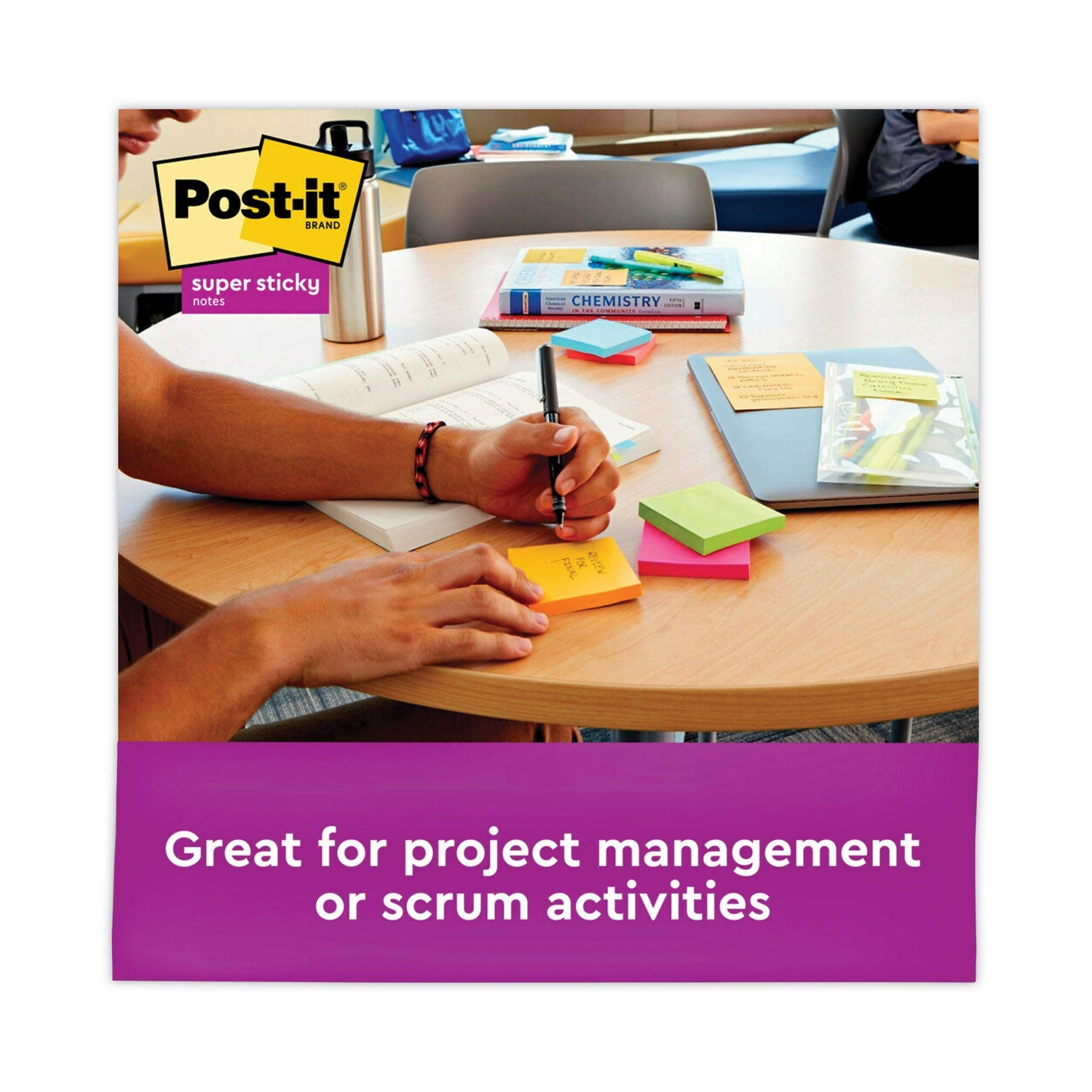 Post-it® Notes Super Sticky Pads in Energy Boost Collection Colors, Cabinet Pack, 3" x 3", 70 Sheets/Pad, 24 Pads/Pack