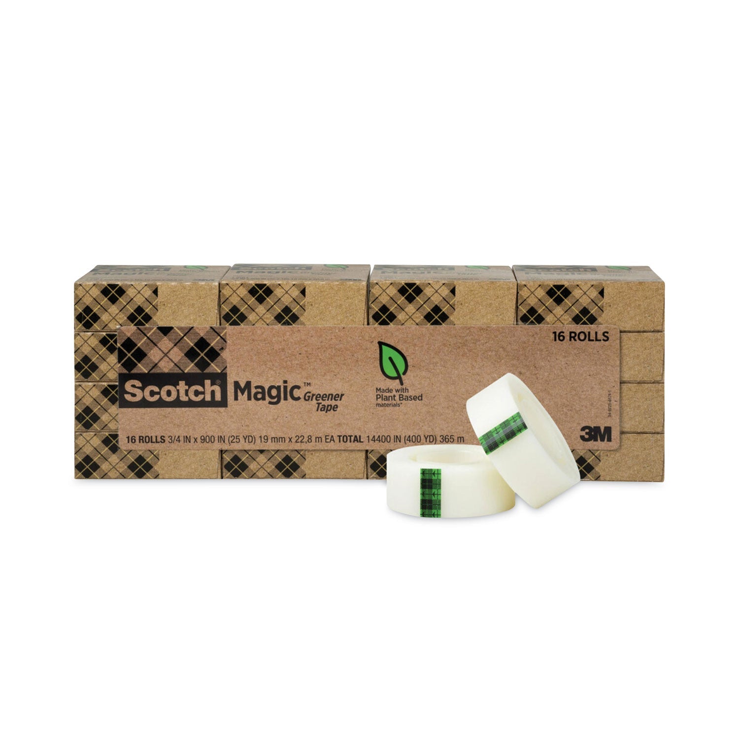 Scotch® Magic Greener Tape, 1" Core, 0.75" X 75 Ft, Clear, 16/pack