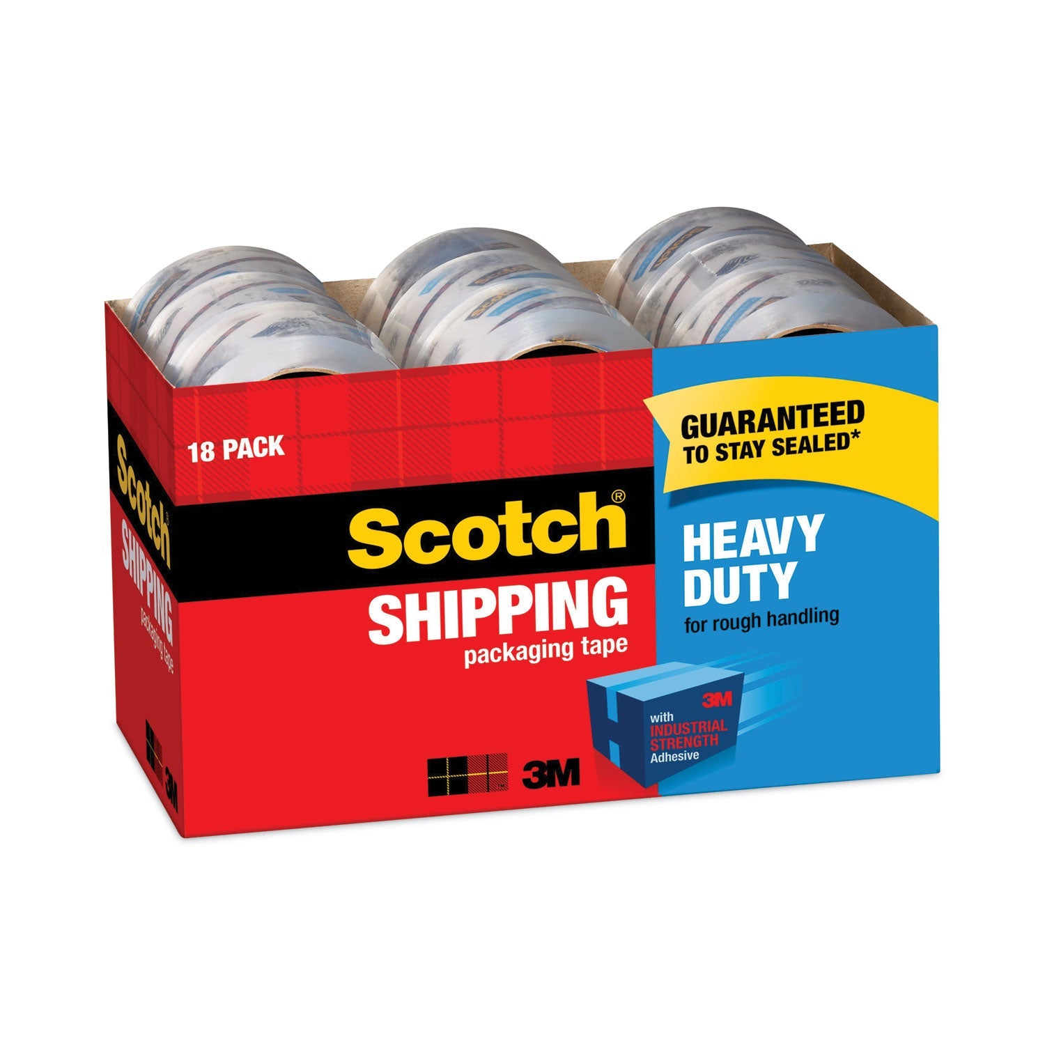 Scotch® 3850 Heavy-Duty Packaging Tape Cabinet Pack, 3" Core, 1.88" X 54.6 Yds, Clear, 18/pack