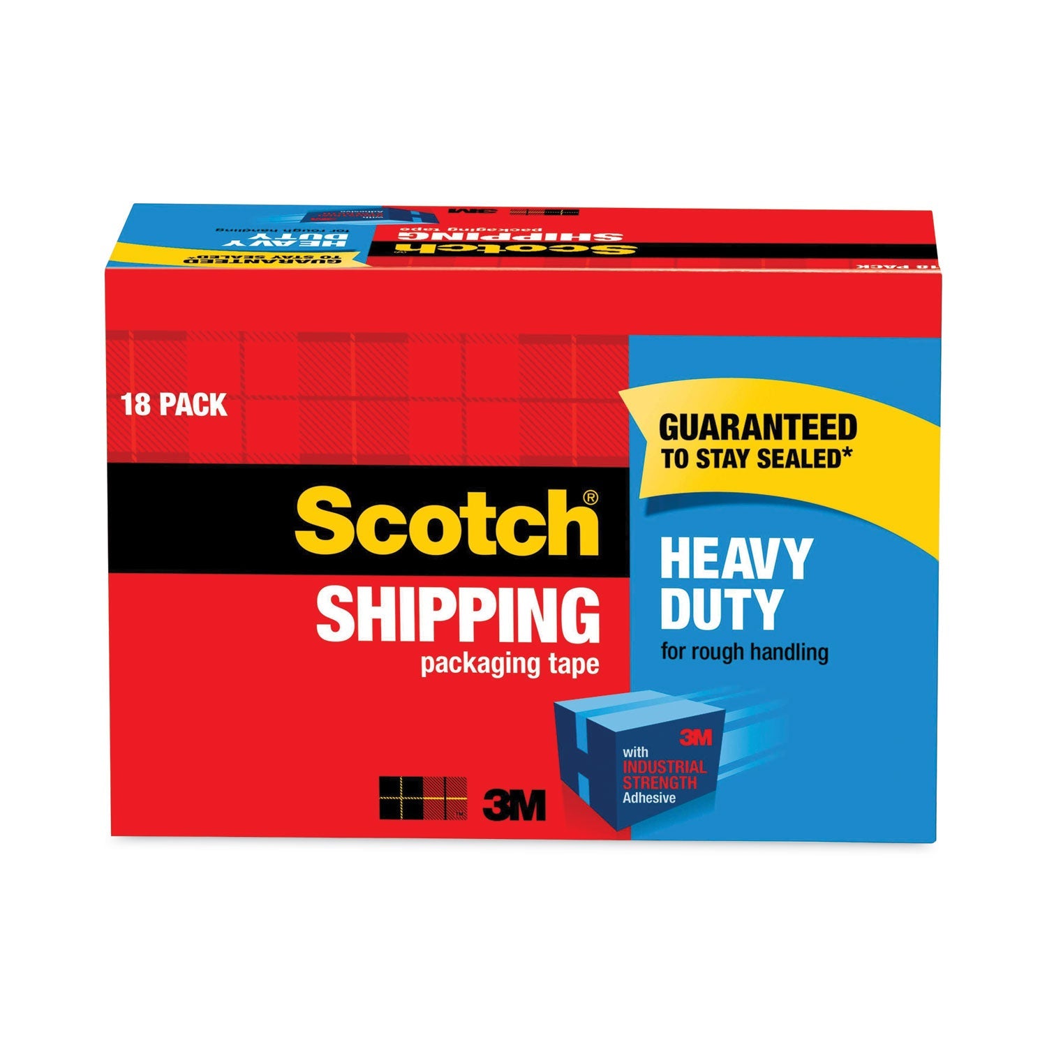 Scotch® 3850 Heavy-Duty Packaging Tape Cabinet Pack, 3" Core, 1.88" X 54.6 Yds, Clear, 18/pack