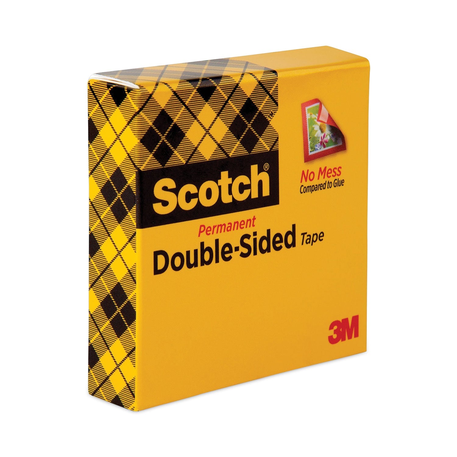 Scotch® Double-Sided Tape, 1" Core, 0.5" X 75 Ft, Clear