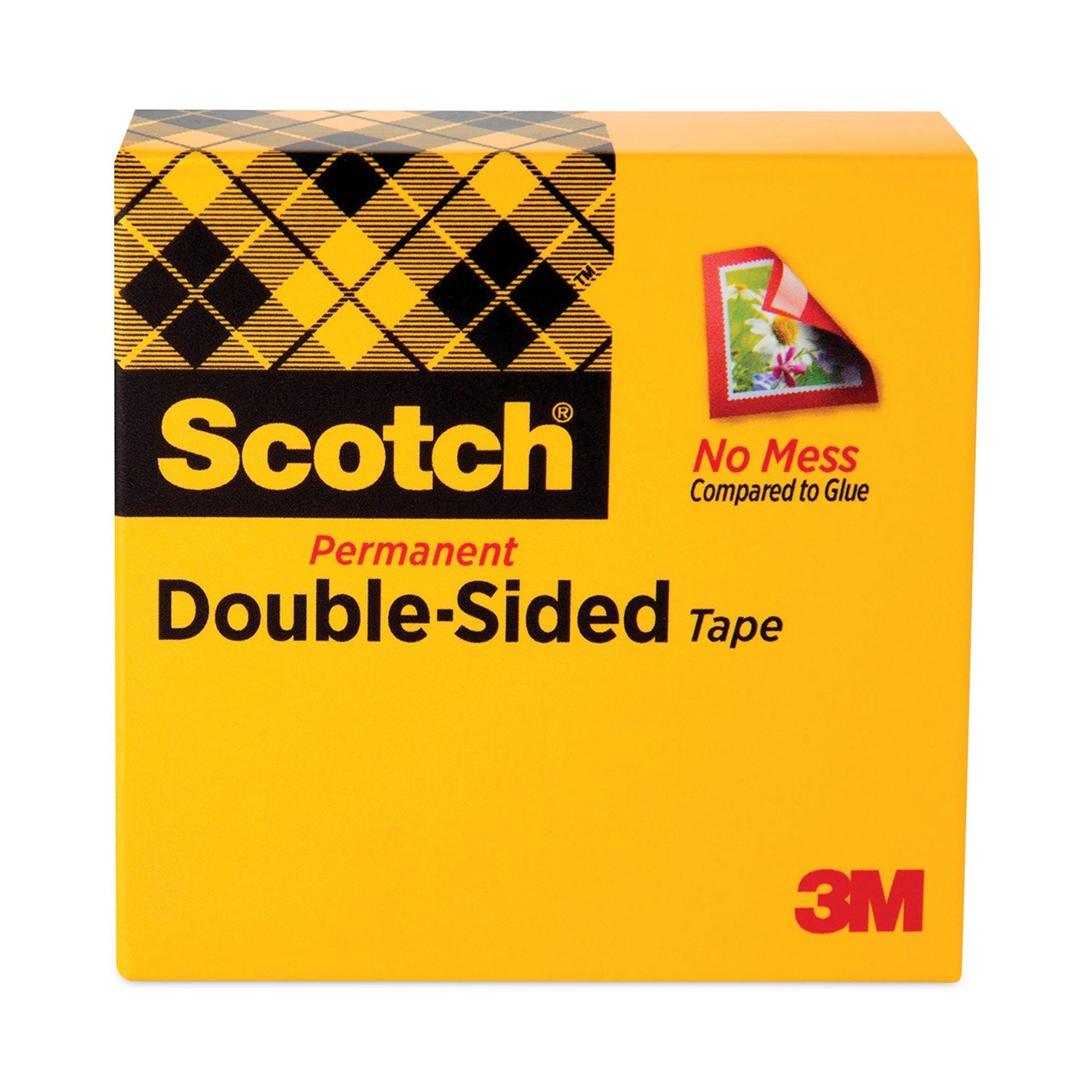 Scotch® Double-Sided Tape, 1" Core, 0.5" X 75 Ft, Clear