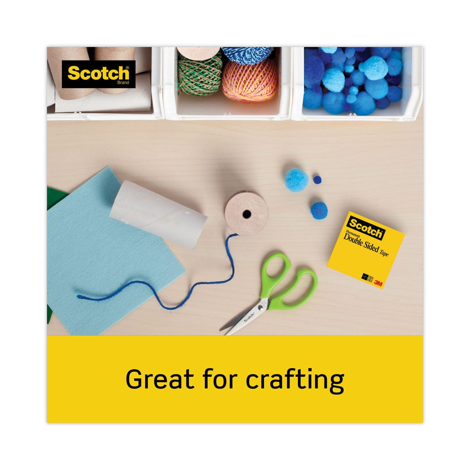 Scotch® Double-Sided Tape, 1" Core, 0.5" X 75 Ft, Clear