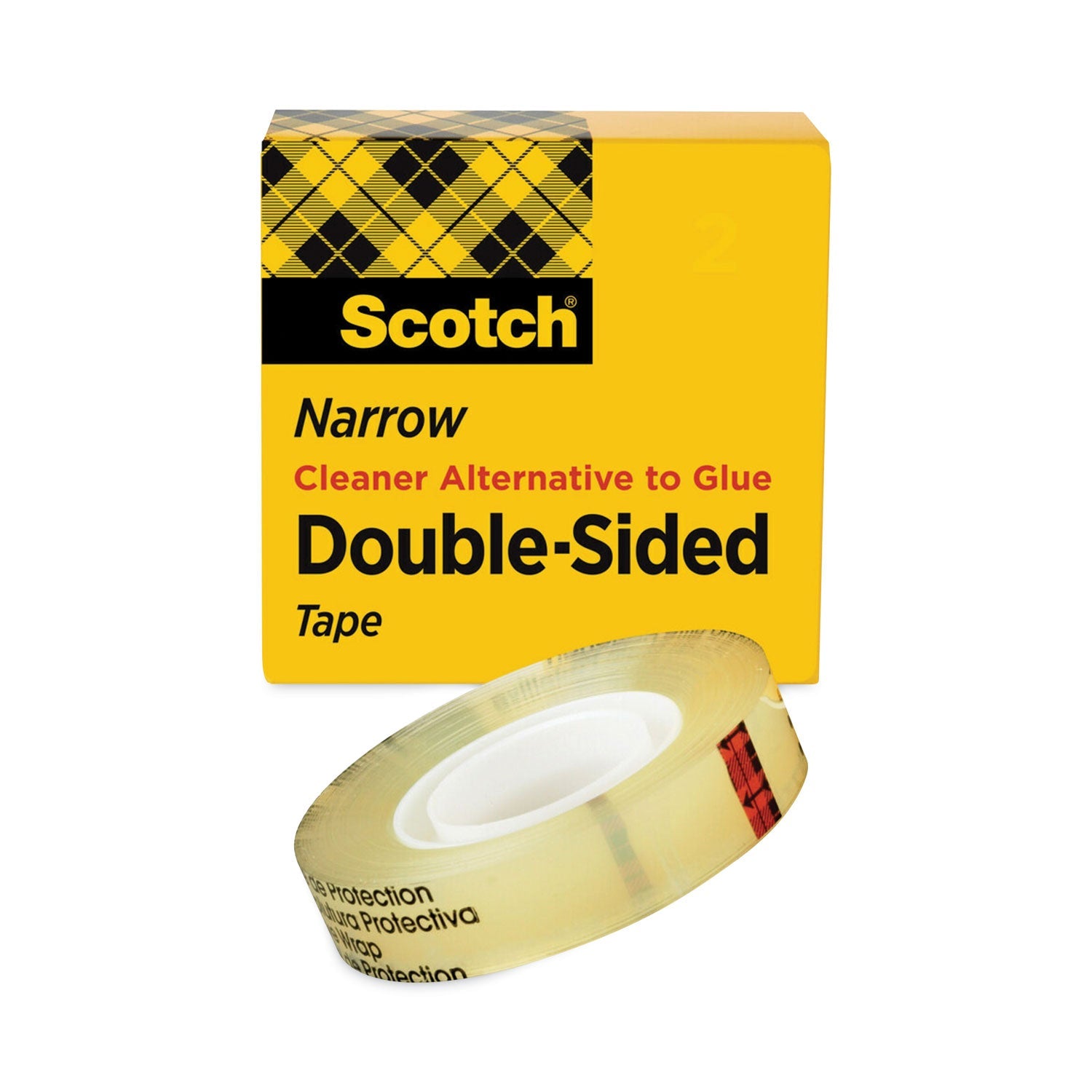 Scotch® Double-Sided Tape, 1" Core, 0.5" X 75 Ft, Clear