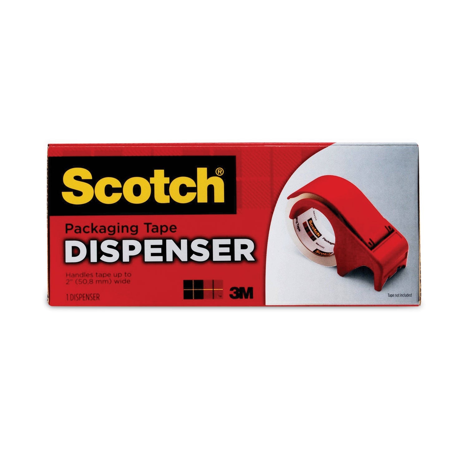 Scotch® Compact And Quick Loading Dispenser For Box Sealing Tape, 3" Core, For Rolls Up To 2" X 60 Yds, Red