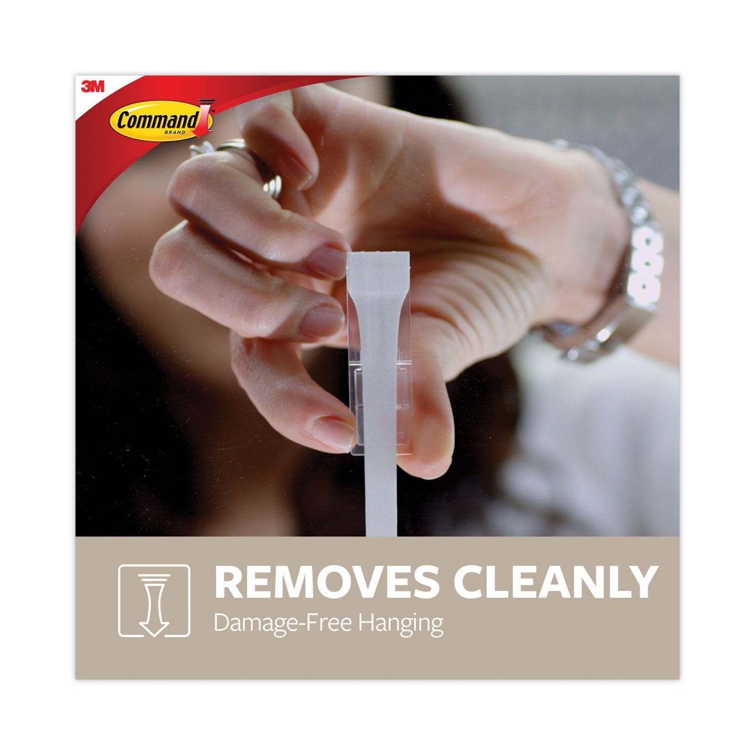 Command™ Adhesive Mount Metal Hook, Large, Brushed Nickel Finish, 5 lb Capacity, 1 Hook and 2 Strips/Pack