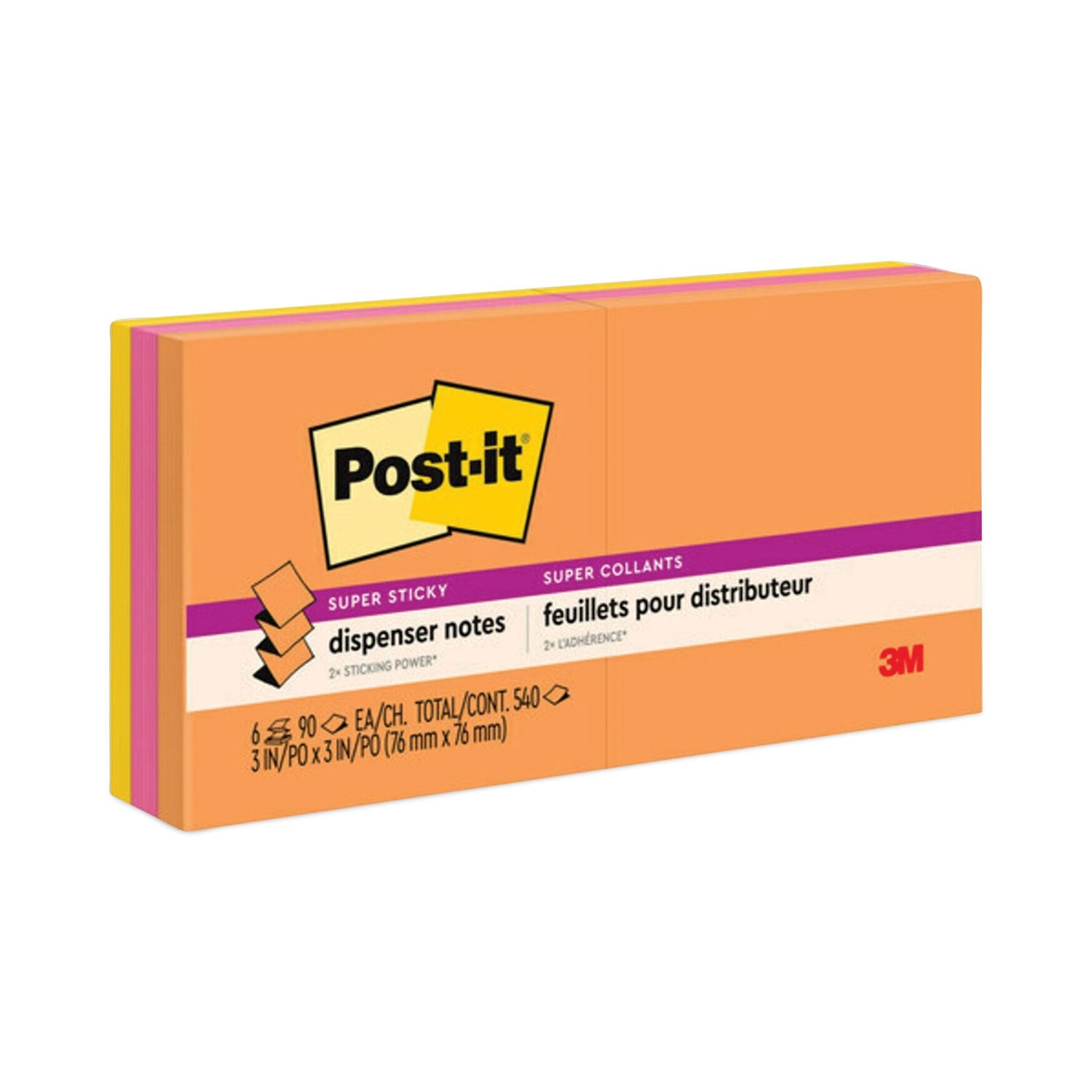 Super Sticky Pop-up Notes | 3x3 Energy, 6-Pack