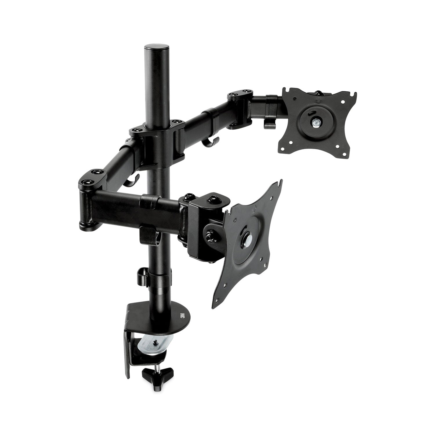 3M™ Dual Monitor Mount, For 27" Monitors, 360 Degree Rotation, +45 Degree/-45 Degree Tilt, 90 Degree Pan, Black, Supports 20 Lb