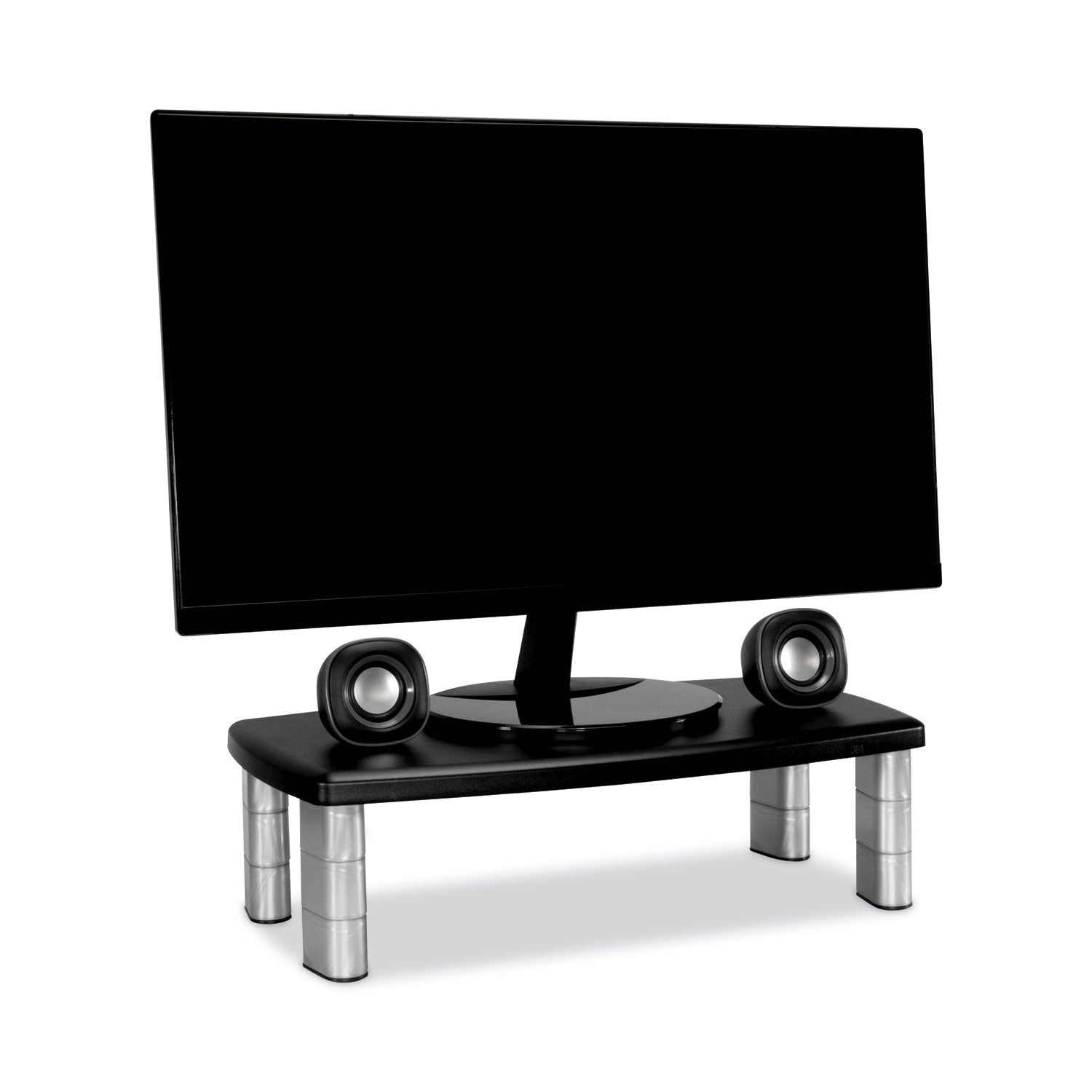 3M™ Extra-Wide Adjustable Monitor Stand, 20" X 12" X 1" To 5.78", Silver/black, Supports 40 Lbs