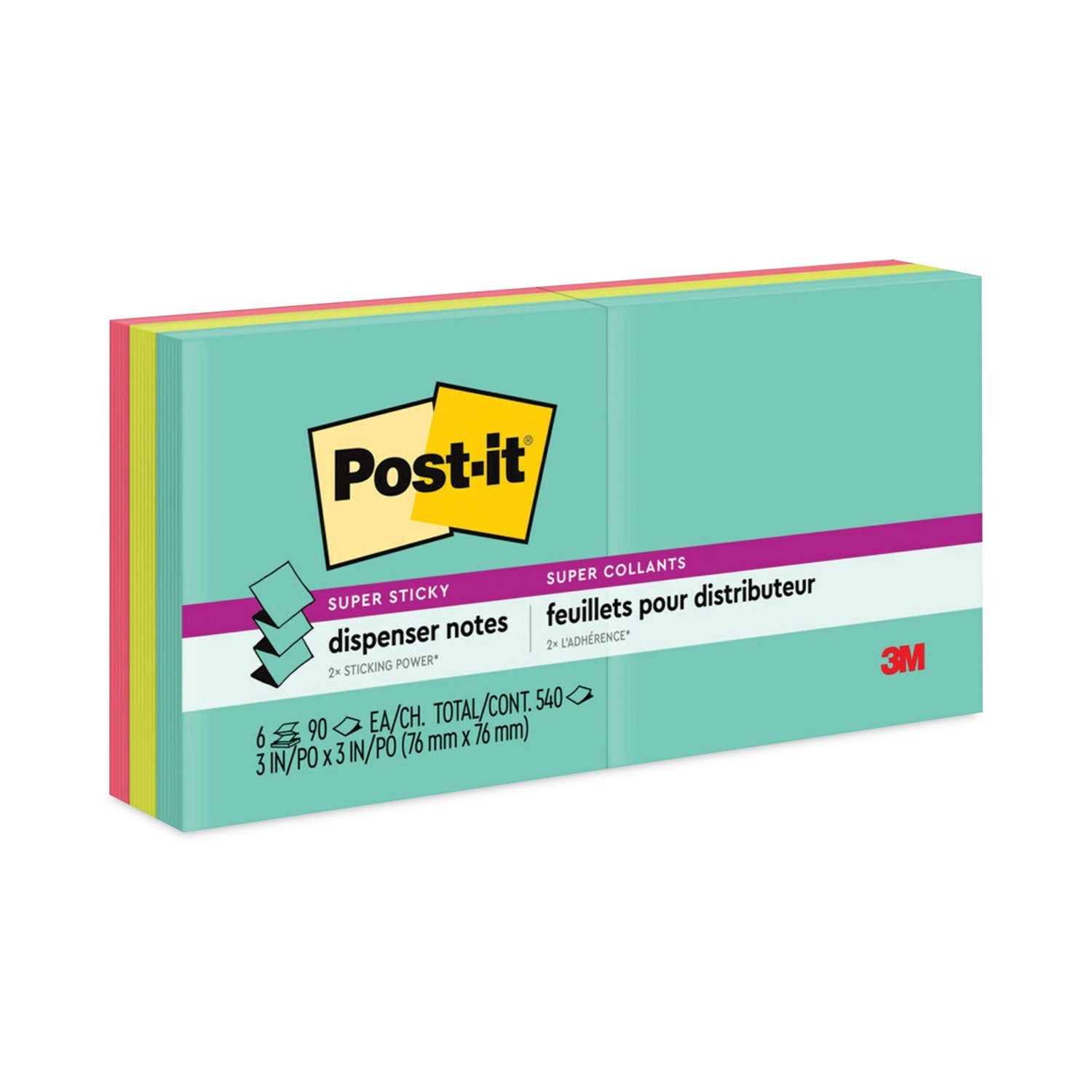 Super Sticky Pop-up Notes | 3x3 Neon, 6-Pack