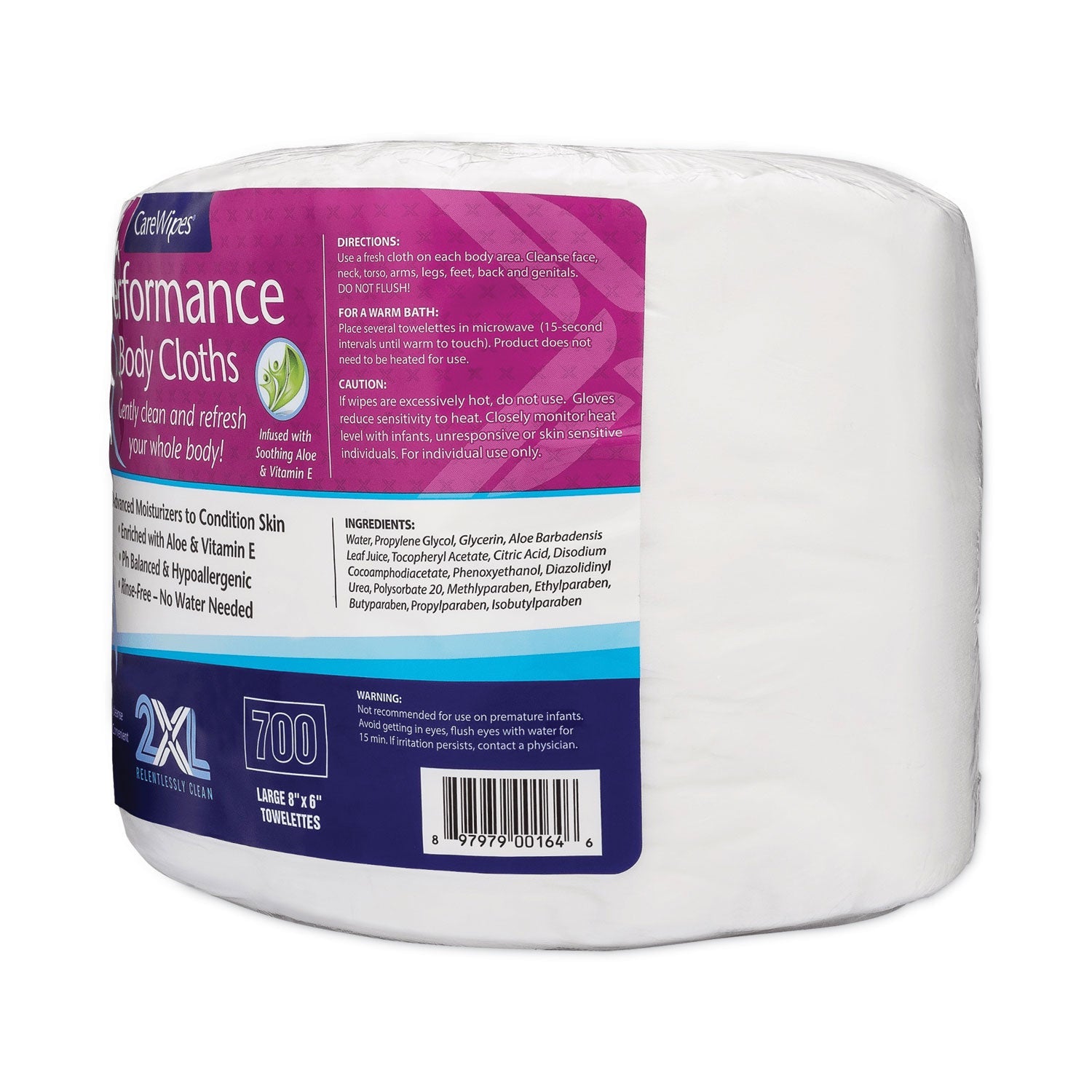 2XL Performance Body Cloths, 1-Ply, 6 x 8, Unscented, White, 700/Pack, 2 Packs/Carton