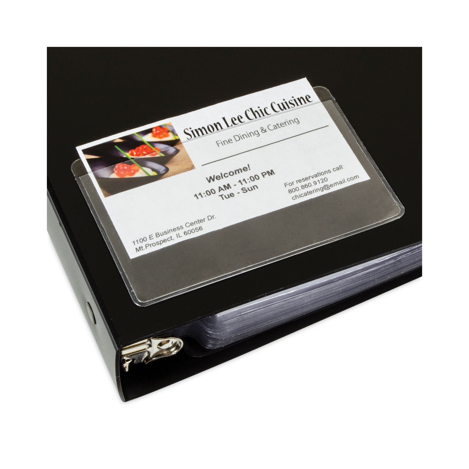 C-Line® Self-Adhesive Business Card Holders, Top Load, 2 x 3.5, Clear, 10/Pack