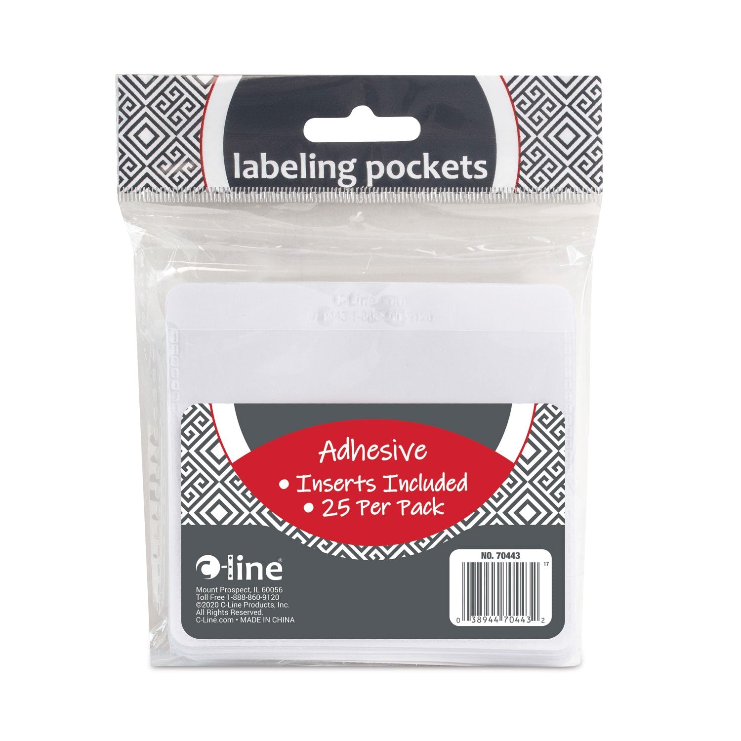 C-Line® Self-Adhesive Labeling Pockets, Top Load, 3.75 x 3, Clear, 25/Pack