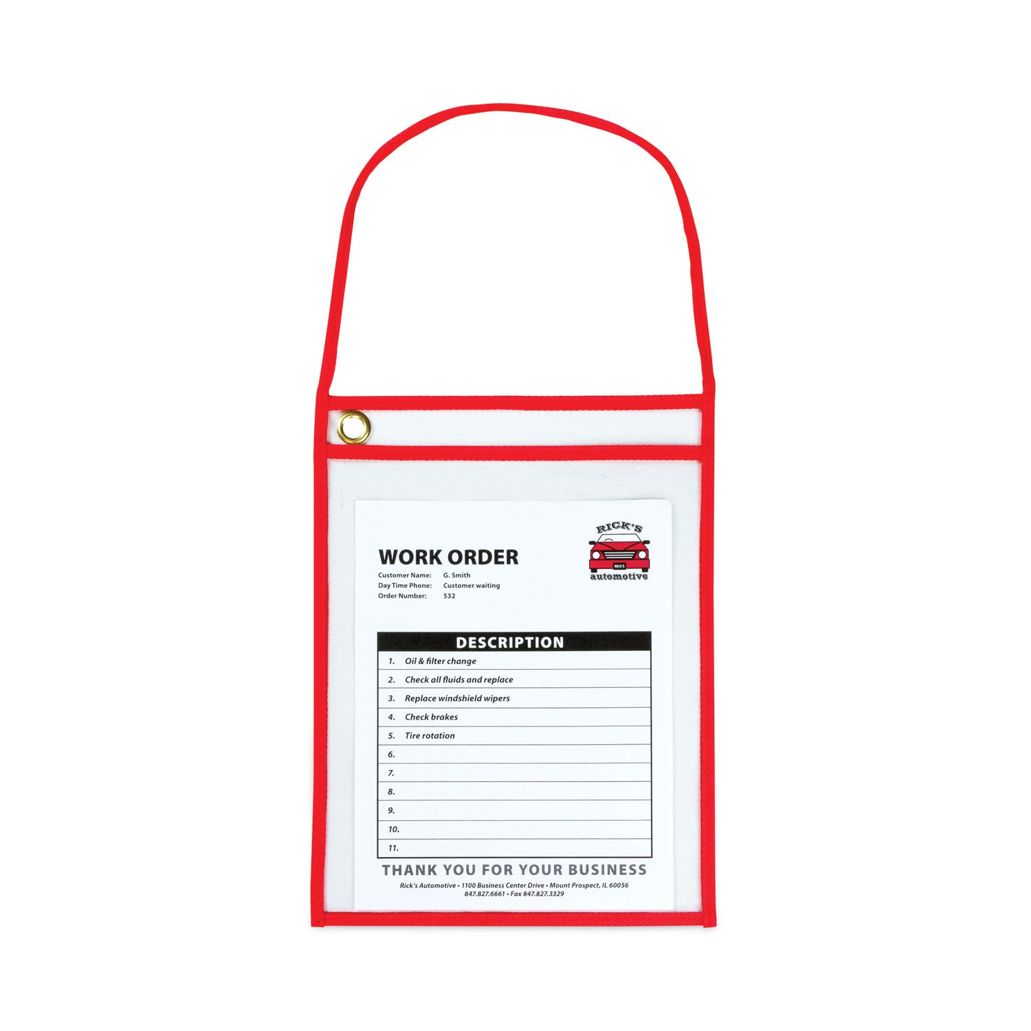 C-Line® 1-Pocket Shop Ticket Holder w/Setrap and Red Stitching, 75-Sheet, 9 x 12, 15/Box