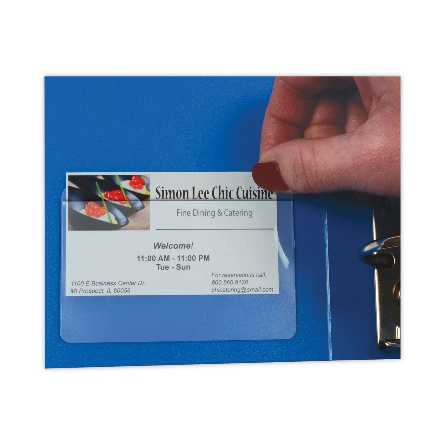 C-Line® Self-Adhesive Business Card Holders, Top Load, 2 x 3.5, Clear, 10/Pack