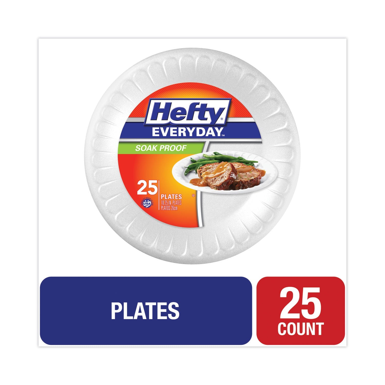 Soak Proof Foam Plates | 10.25", White, 25-Pack