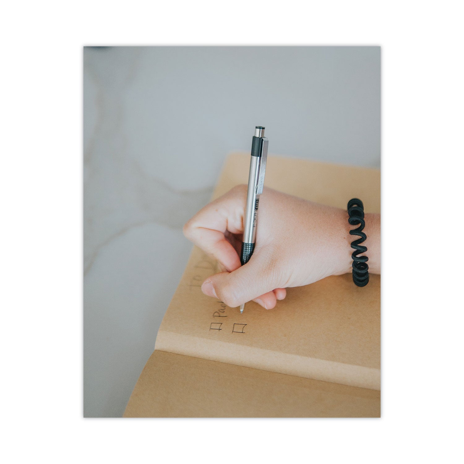 Zebra® F-301 Ballpoint Pen, Retractable, Fine 0.7 Mm, Black Ink, Stainless Steel/black Barrel, 2/pack