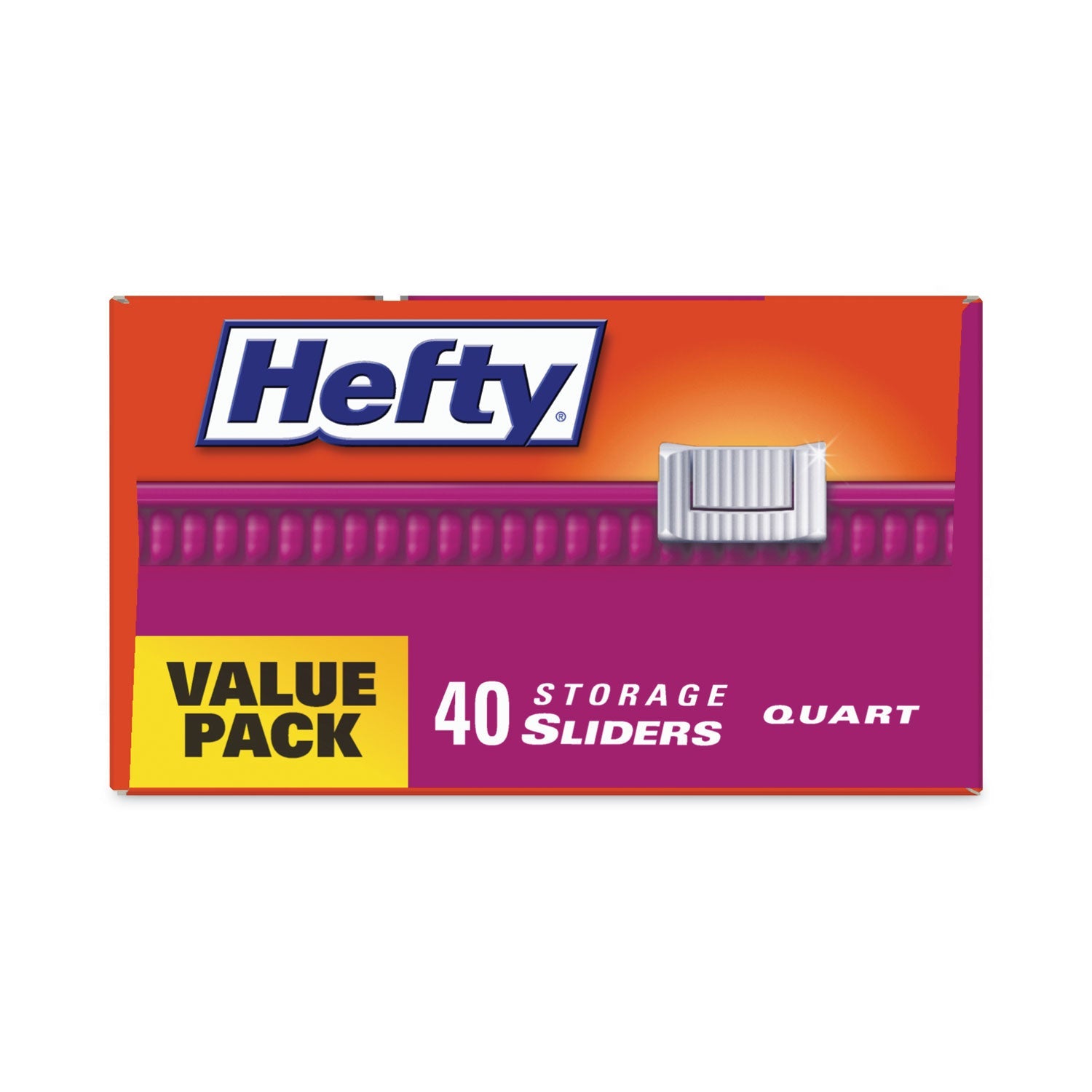 Hefty® Slider Stand and Fill Food Storage Bags, Quart, 8" x 7", Clear, 40 Bags/Box, 9 Boxes/Carton