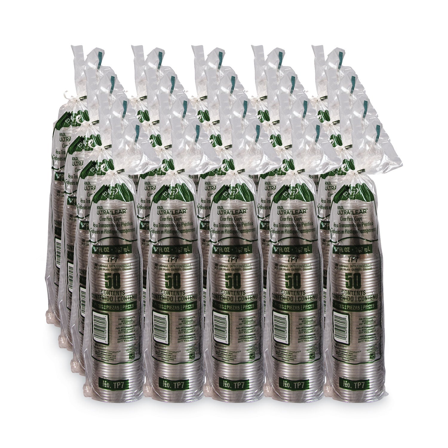 SOLO® Ultra Clear Cups, 7 oz, Plastic, 50/Bag, 20 Bags/Carton