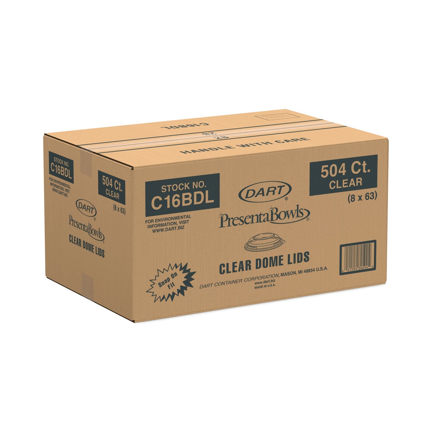 Dart® PresentaBowls Clear Dome Lids, 5.4" Diameter x 1.1" h, Plastic, 504/Carton - Bloom Skins