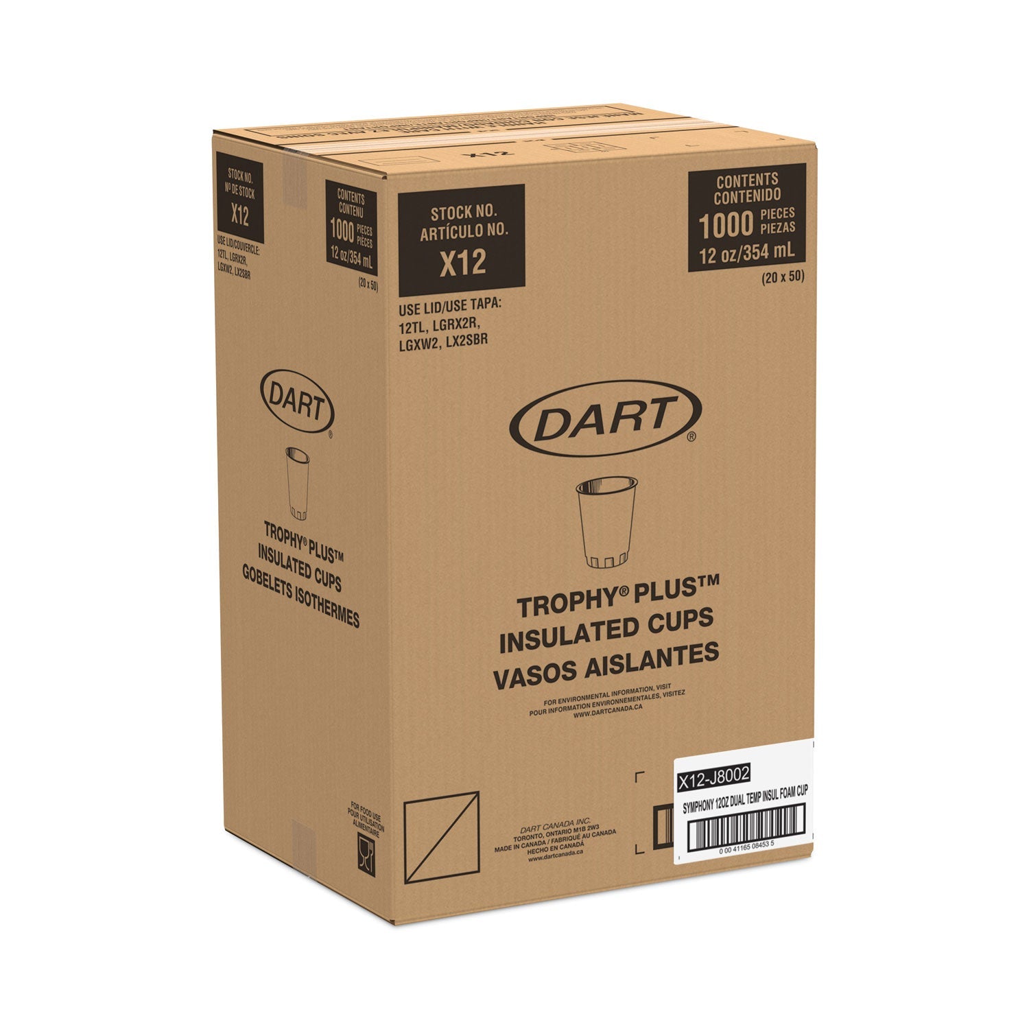 Dart® Trophy Plus Dual Temperature Insulated Cups in Symphony Design, 12 oz, Foam, Beige, 1,000/Carton
