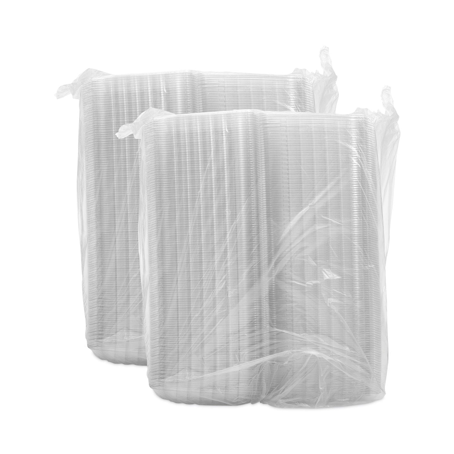 Dart® ClearSeal Hinged-Lid Plastic Containers, 3 Compartments, 9.4 x 8.9 x 3, Plastic, 100/Bag, 2 Bags/Carton