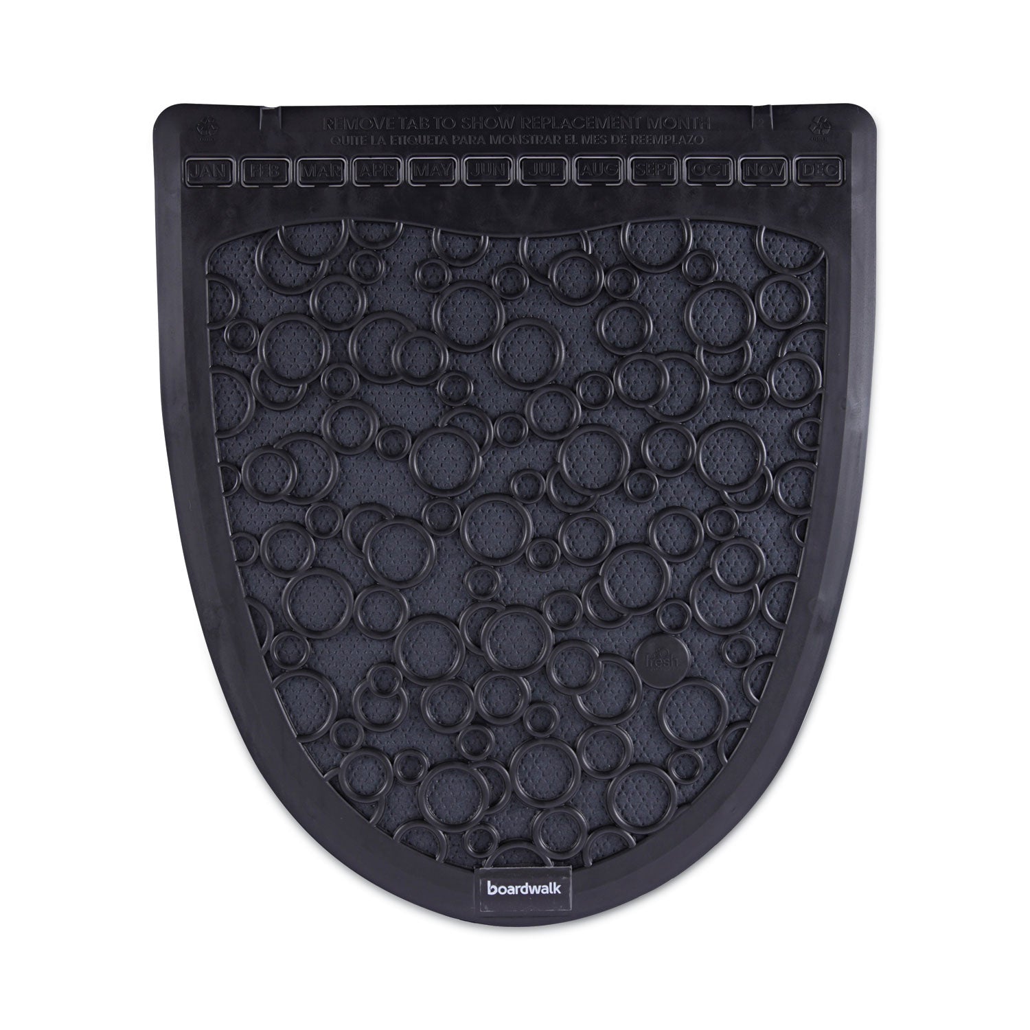 Boardwalk® Disposable Urinal Floor Mat 2.0, Slip-Resistant Rubber, 17.5 x 20, Black, 6/Carton