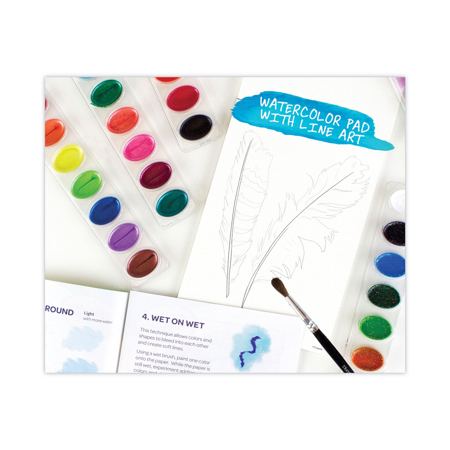 Crayola® Washable Watercolors, 16 Assorted Colors, Palette Tray