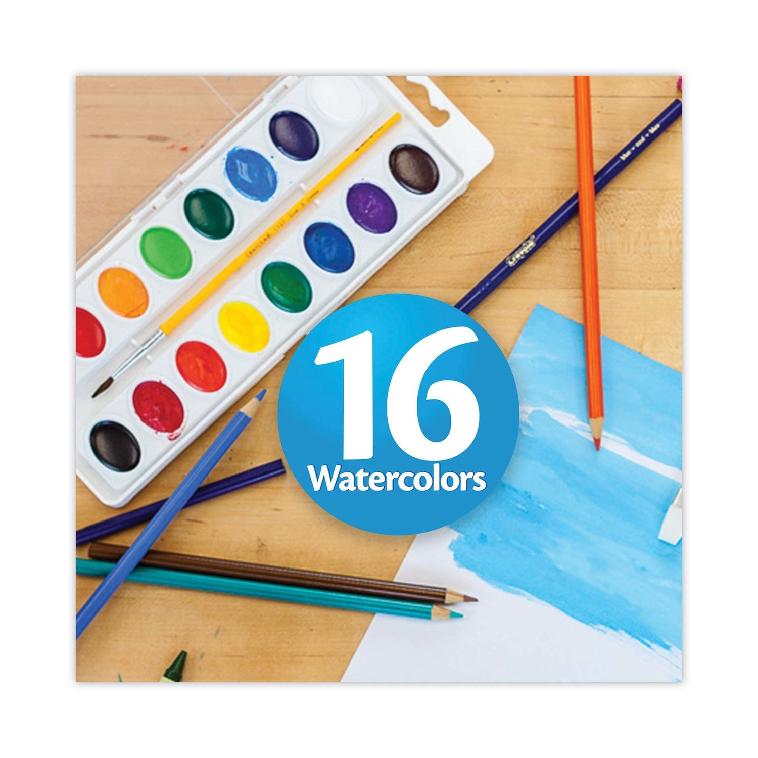 Crayola® Washable Watercolors, 16 Assorted Colors, Palette Tray