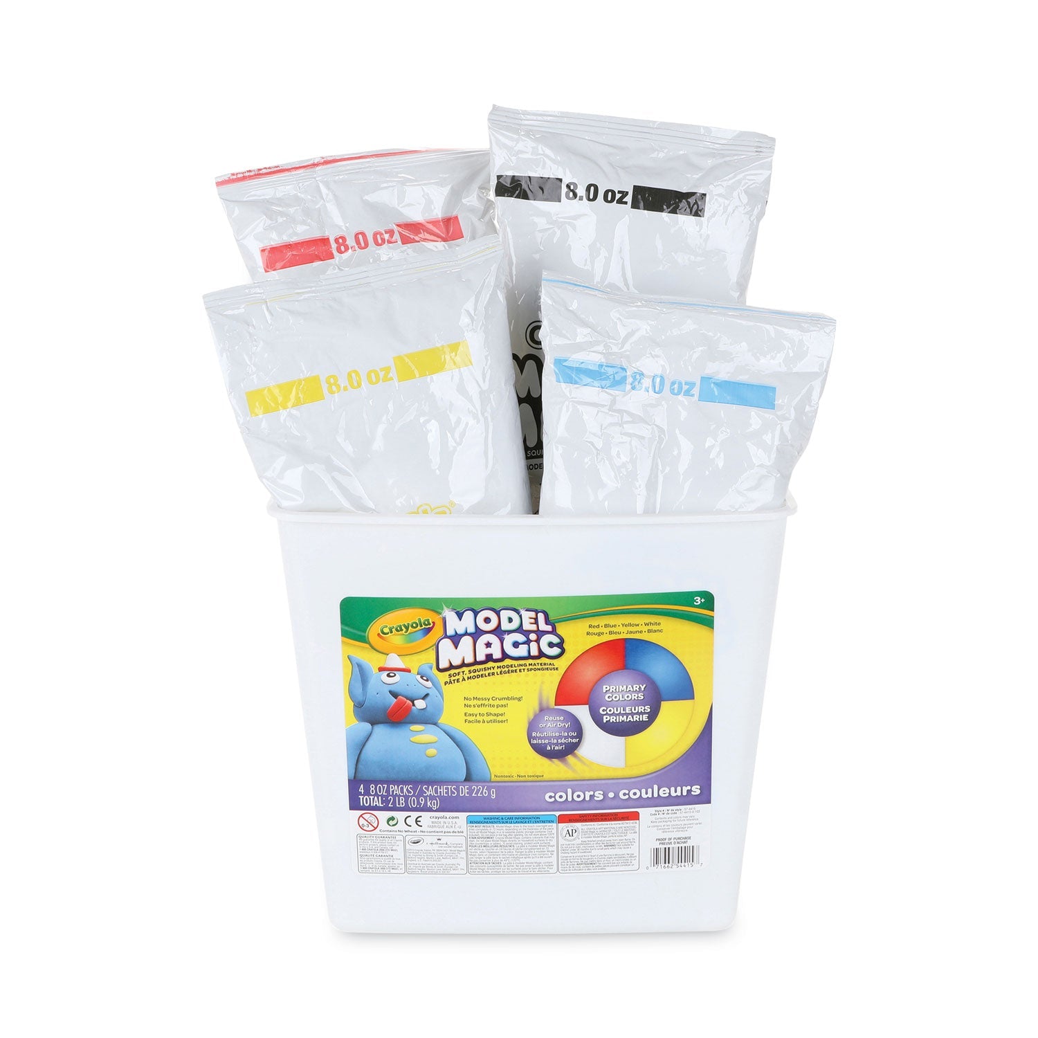 Crayola® Model Magic Modeling Compound, 8 Oz Packs, 4 Packs, Blue, Red, White, Yellow, 2 Lbs