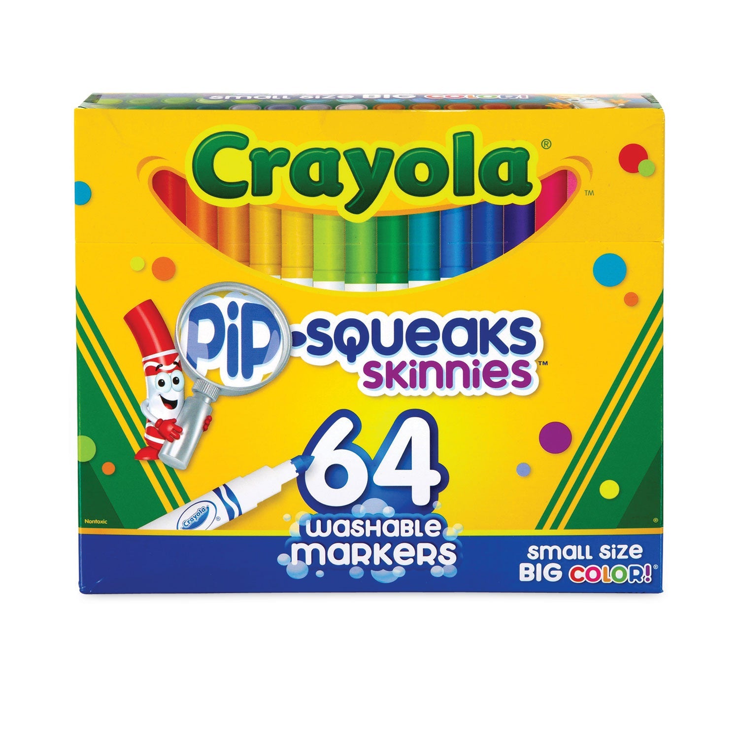 Crayola® Pip-Squeaks Skinnies Washable Markers, Medium Bullet Tip, Assorted Colors, 64/pack