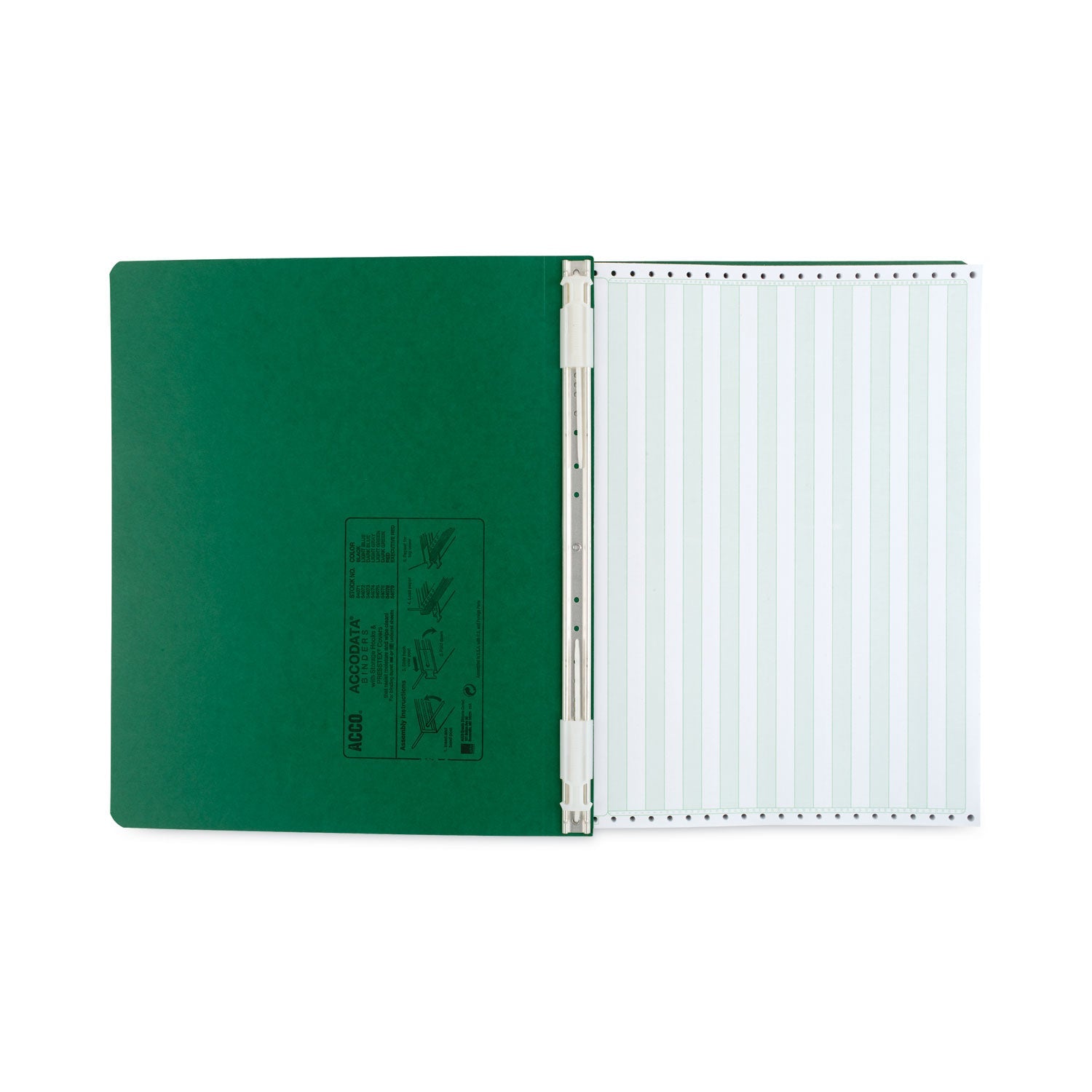 ACCO Presstex Covers With Storage Hooks, 2 Posts, 6" Capacity, 14.88 X 11, Dark Green