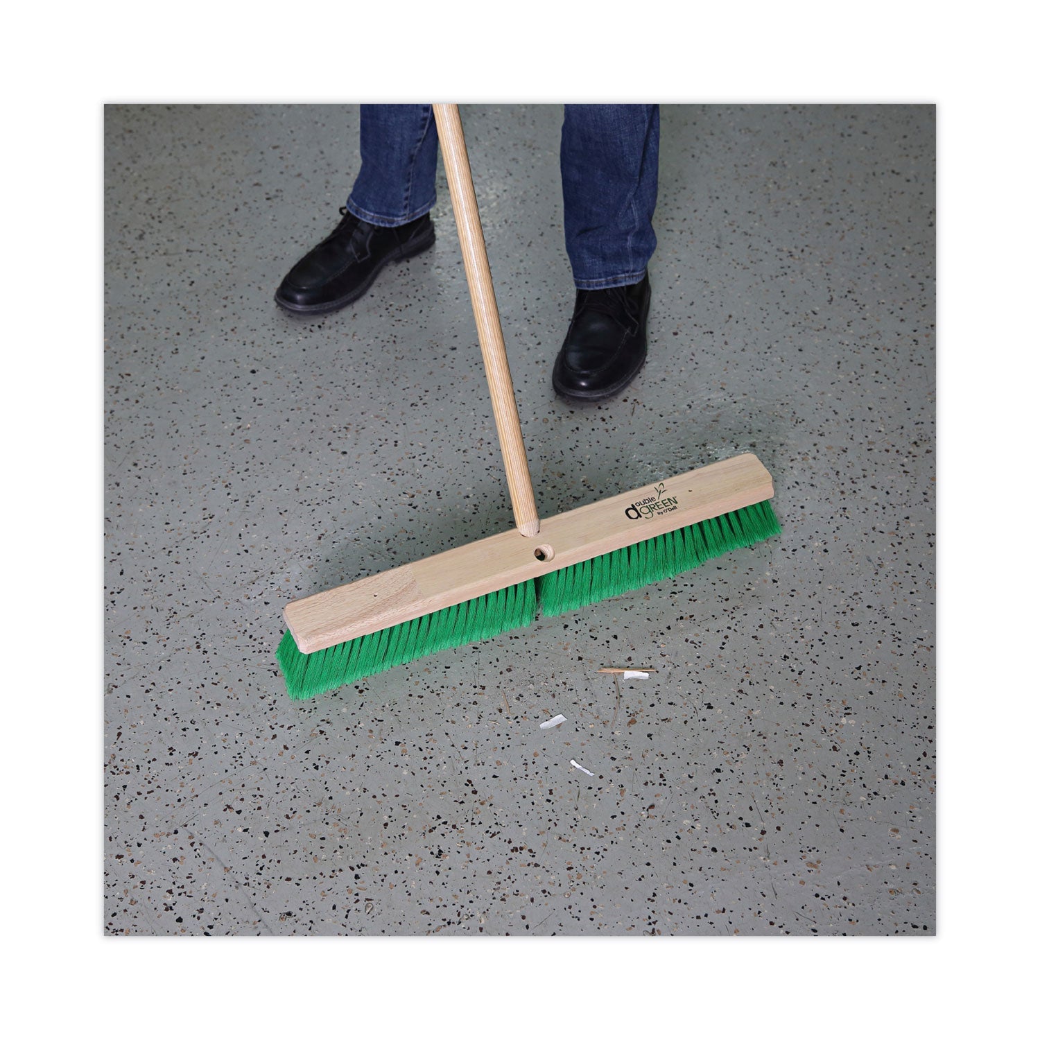 Boardwalk® Floor Broom Head, 3" Green Flagged Recycled Pet Plastic Bristles, 24" Brush