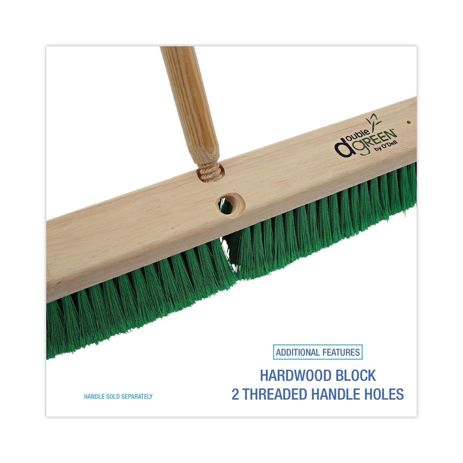 Boardwalk® Floor Broom Head, 3" Green Flagged Recycled Pet Plastic Bristles, 24" Brush