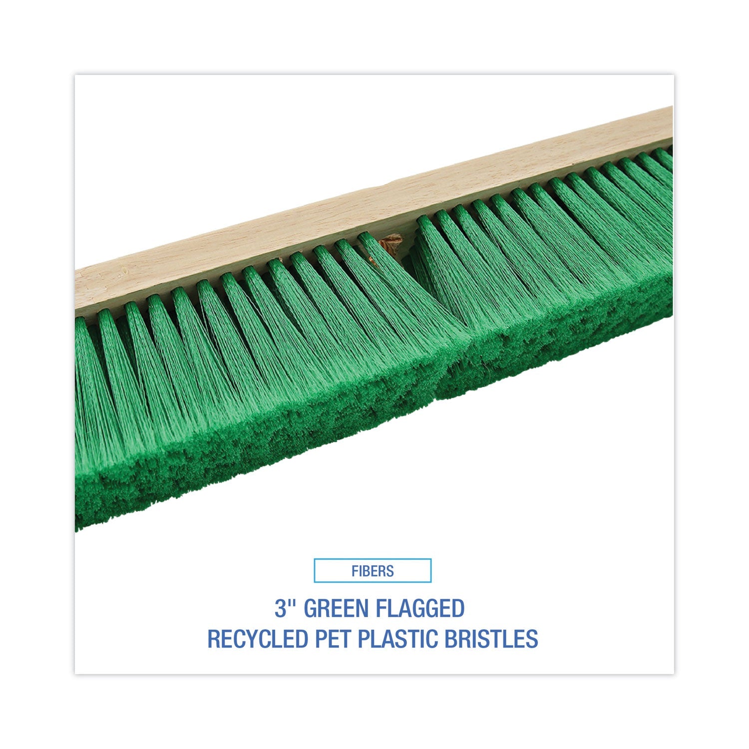 Boardwalk® Floor Broom Head, 3" Green Flagged Recycled Pet Plastic Bristles, 24" Brush