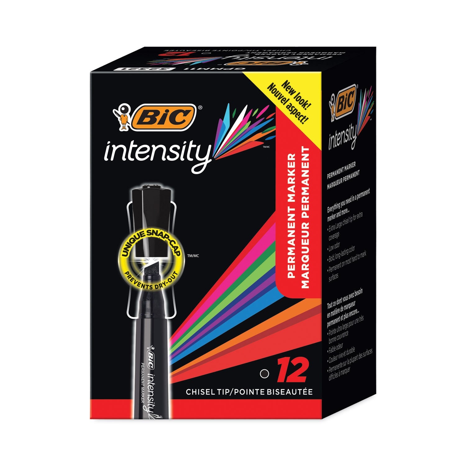 BIC® Intensity Chisel Tip Permanent Marker, Broad Chisel Tip, Tuxedo Black, Dozen