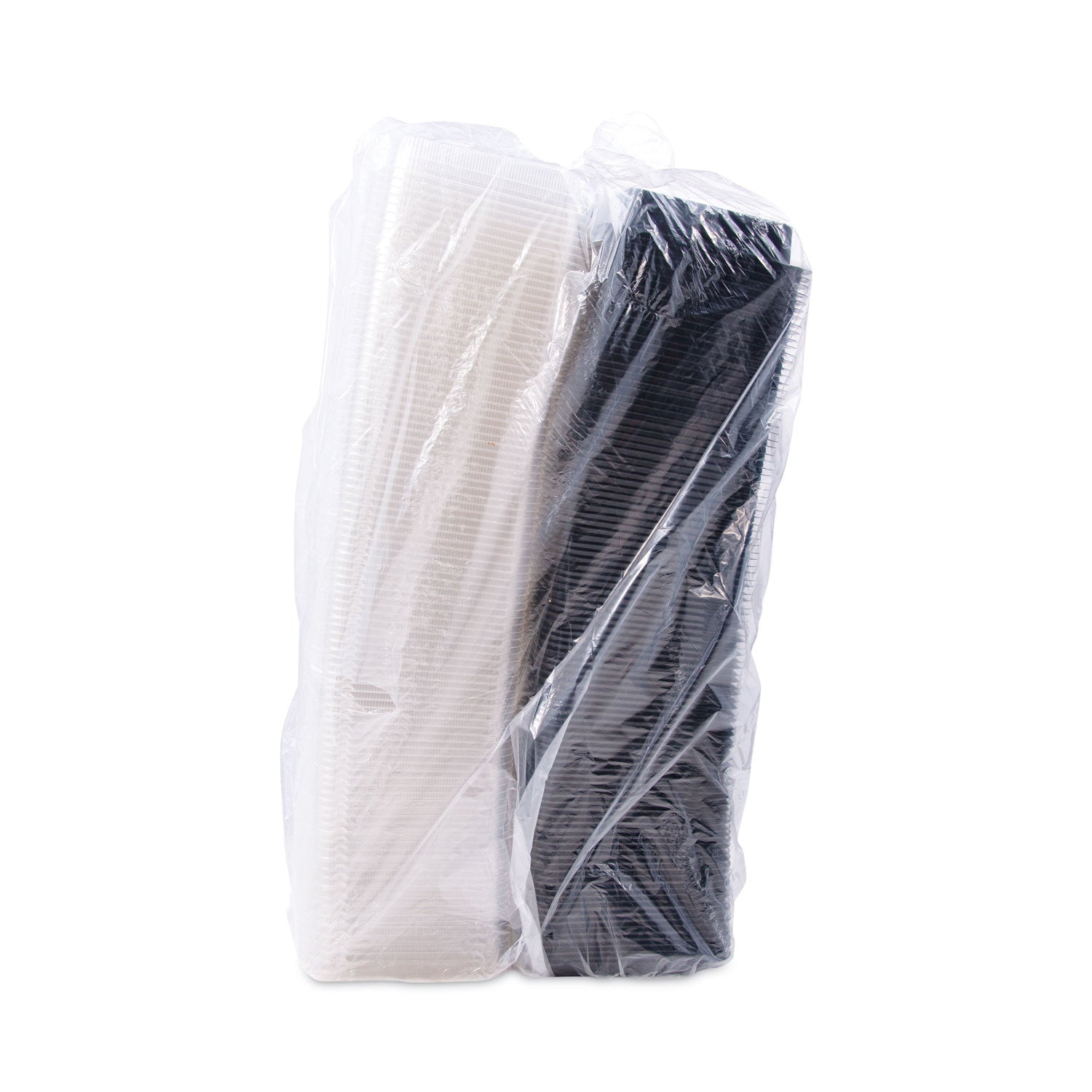 SOLO® Creative Carryouts Hinged Plastic Hot Deli Boxes, 24 oz, 7.87 x 5.4 x 2.1, Black/Clear, 200/Carton - Bloom Skins