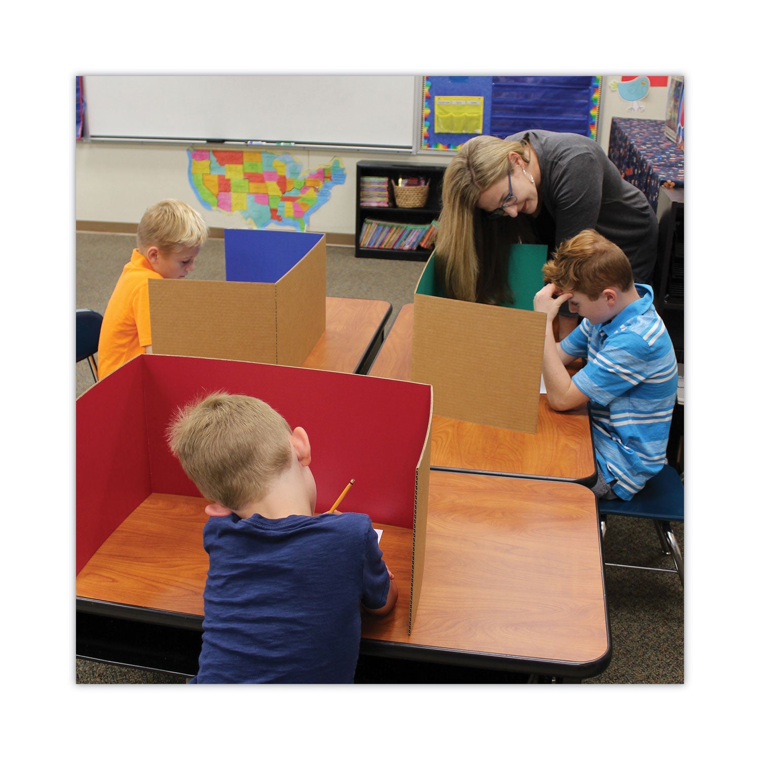 Flipside Study Carrel, 48 x 18, Assorted Colors, 24/Pack - Bloom Skins