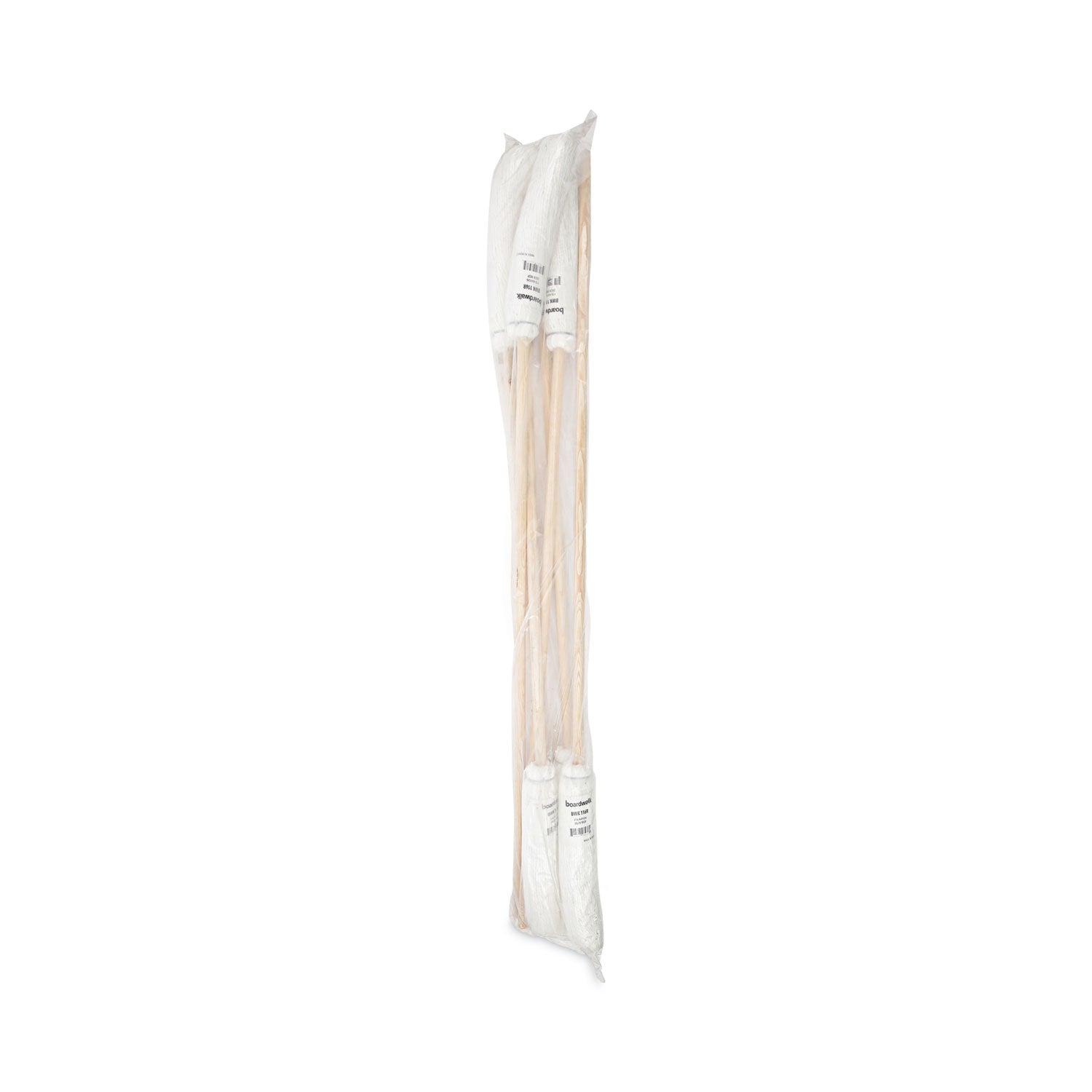 Boardwalk® Handle/Deck Mops, #16 White Rayon Head, 48" Natural Wood Handle