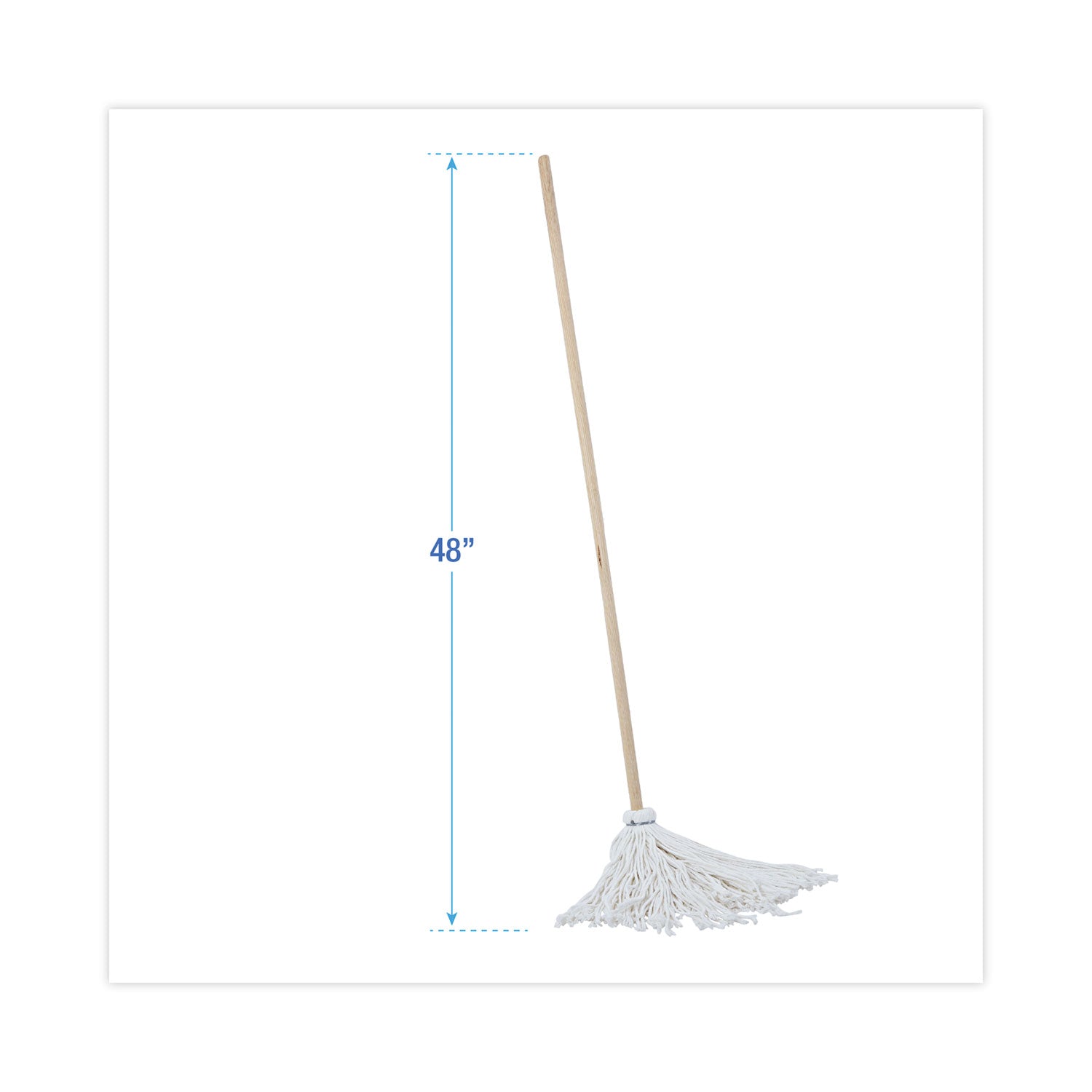 Boardwalk® Handle/Deck Mops, #16 White Rayon Head, 48" Natural Wood Handle