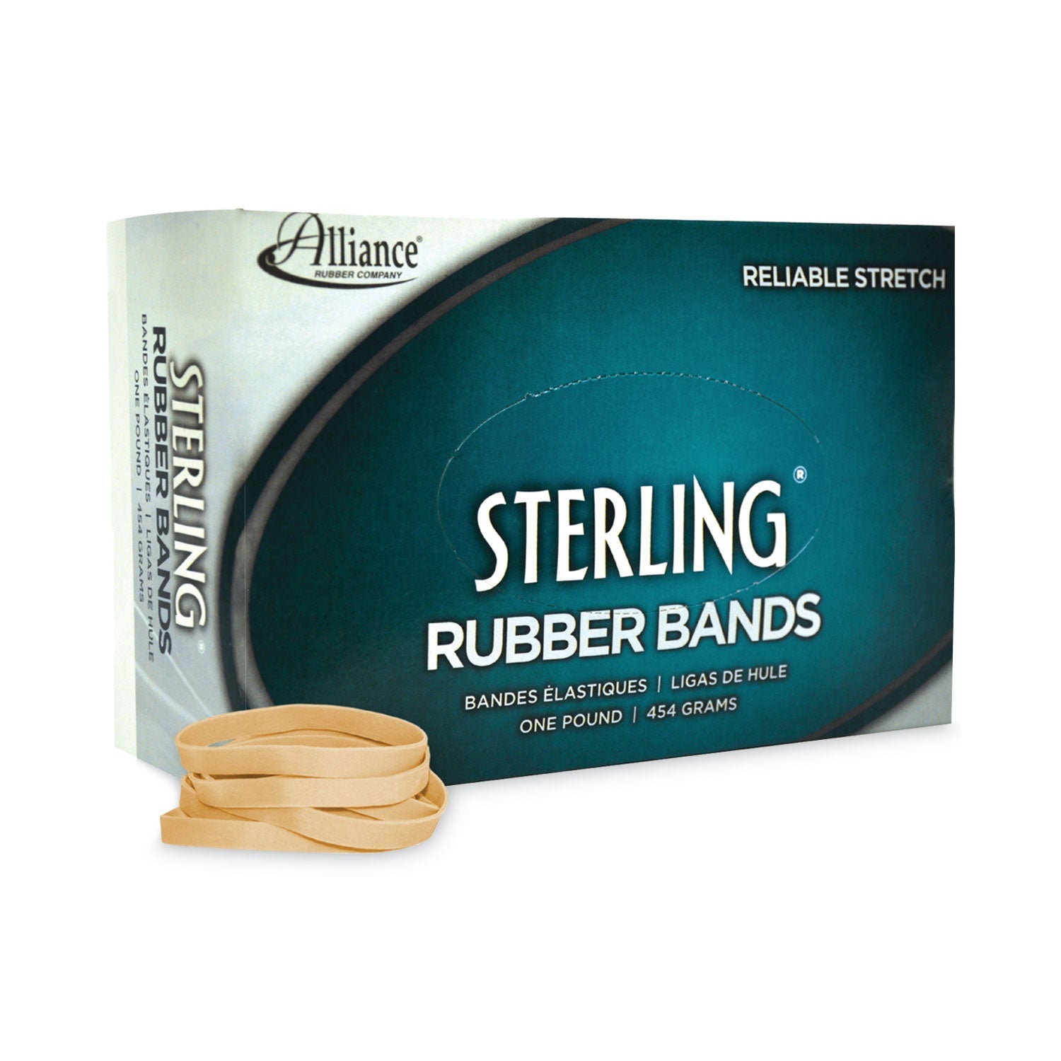 Alliance® Sterling Rubber Bands, Size 62, 0.03" Gauge, Crepe, 1 Lb Box, 600/box